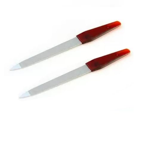 ZAUKY Professional Metal & Plastic Nail File Set with Long Handle - 2 Pack Nail Buffer Kit for Manicure, Pedicure & At-Home Nail Care - Perfect for Salon, Travel & DIY Beauty Routines
