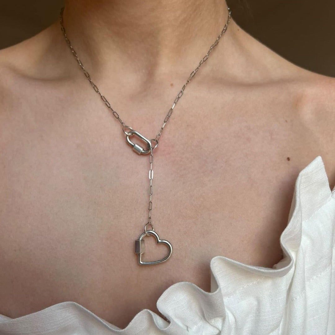 Marla Aaron Sterling Silver & 14K Yellow Gold Heart Lock Necklace - Perfect for Valentine's Day Gifts, Anniversary Presents & Everyday Elegance