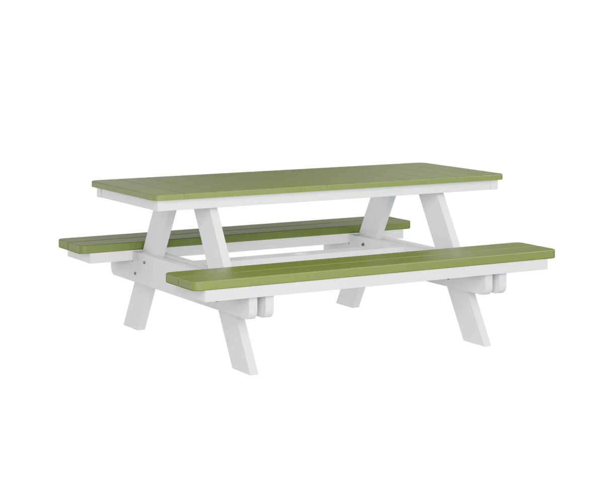 Berlin Gardens Rectangular Picnic Table - Outdoor Dining Set for Patio, Backyard, and Park - Heavy Duty Weather-Resistant Wooden Picnic Bench with Umbrella Hole
