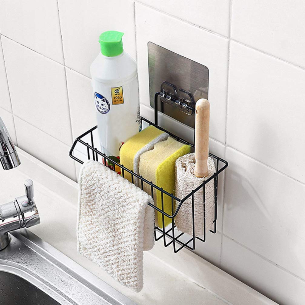 Stainless Steel Kitchen Sponge Holder & Drain Rack - Wall Mounted Organizer for Sponges, Brushes & Cleaning Tools | Perfect for Small Spaces, Under Sink Storage & Kitchen Organization