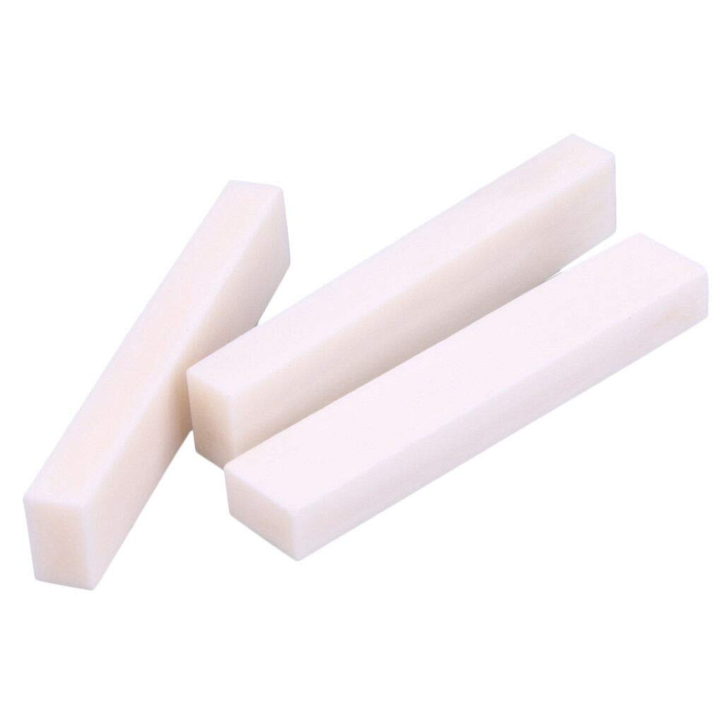 3Pcs Bone Guitar Bridge Nut Set - Unslotted DIY Replacement Parts for Acoustic & Folk Guitars - Perfect for Guitar Repair, Maintenance and Customization