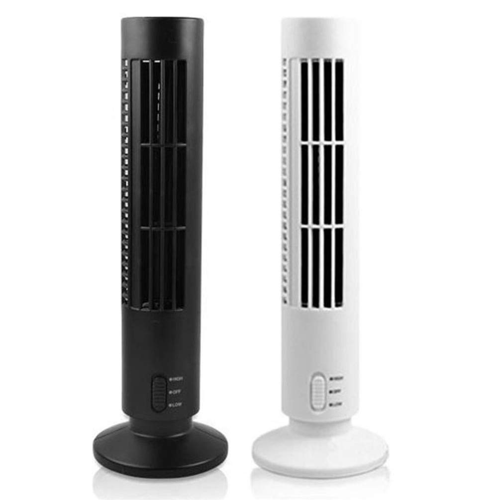Portable Small Tower Fan - Quiet Cooling Desk Fan for Home, Office & Bedroom | Adjustable Standing Fan for Tabletop & Desktop Use | White