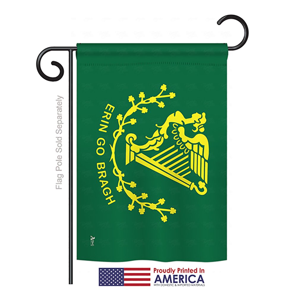 Erin Go Bragh Garden House Flags Kit - 28x40 Inch Decorative Yard Banner for St. Patrick's Day - Made in USA, Perfect for Irish-Themed Outdoor Decor & Gifts