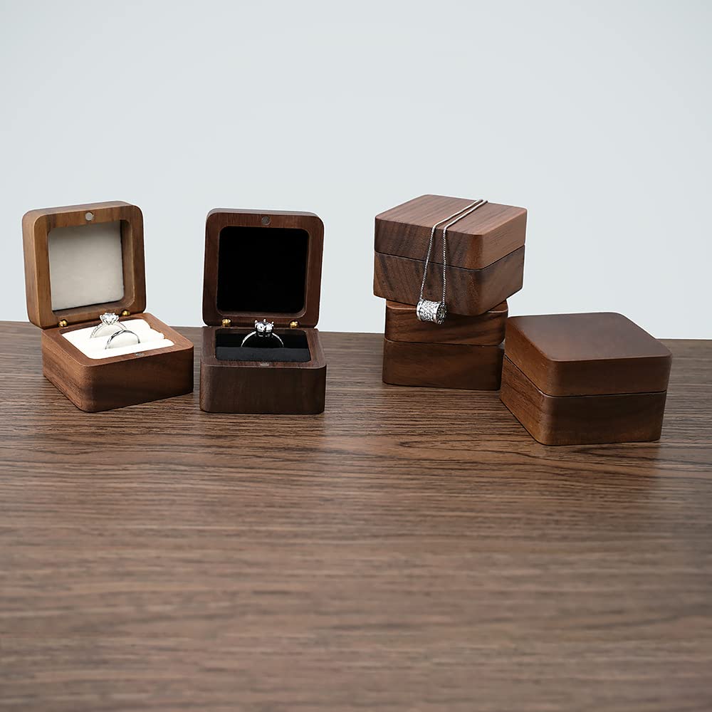 Personalized Engraved Wooden Wedding Ring Box - Custom Square Jewelry Box for Engagement & Wedding Rings - Proposal, Ceremony & Ring Bearer Gift - Perfect for Couples, Anniversaries & Special Occasions