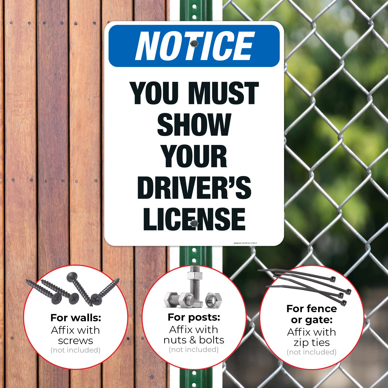 OSHA Compliant 'You Must Show Your Driver's License' Aluminum Sign - 24x30 Inches Rust-Free .063 Aluminum - Fade Resistant for Indoor & Outdoor Use - Made in USA - Perfect for Businesses, Offices, and Public Spaces
