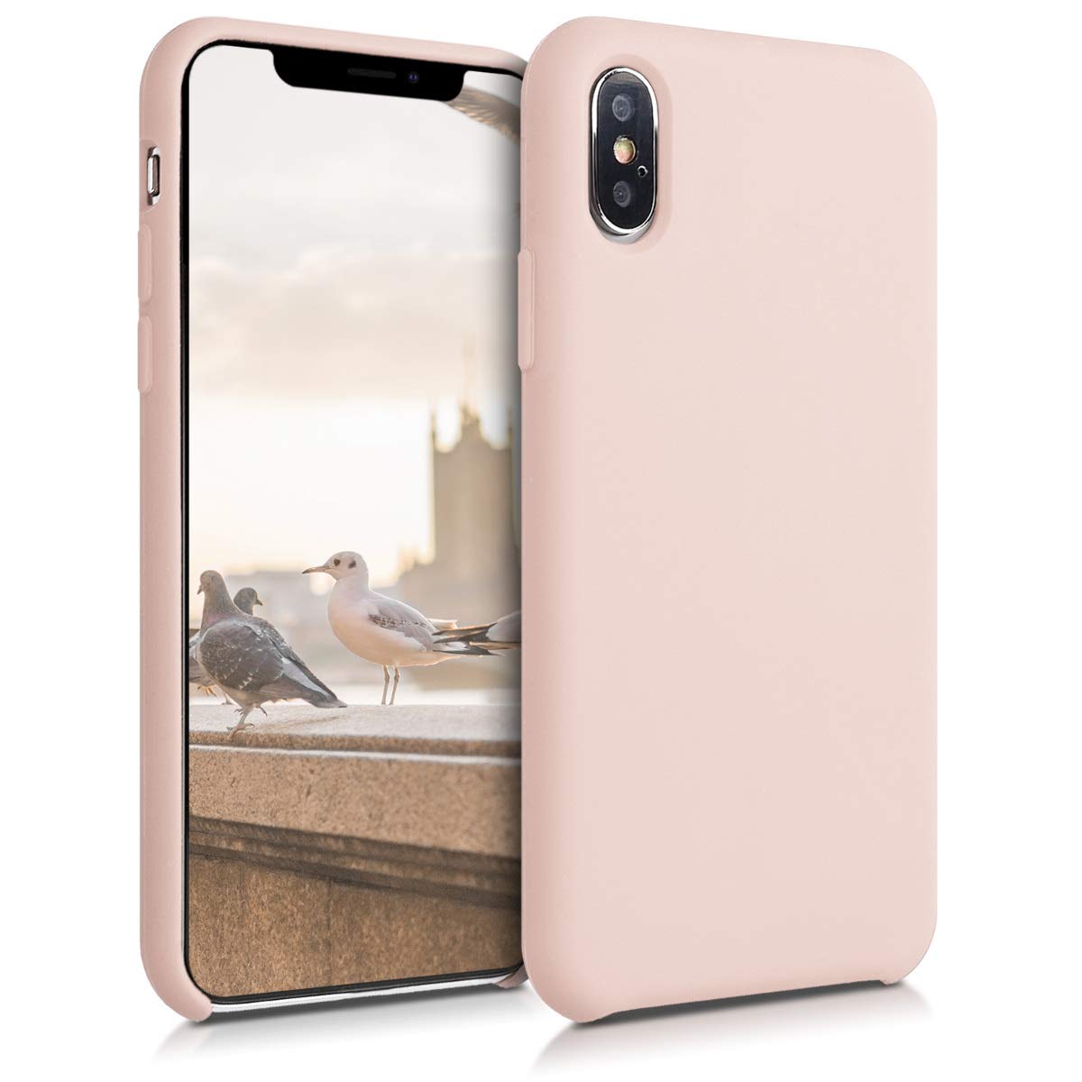 kwmobile TPU Silicone Case for Apple iPhone Xs - Soft Finish Protective Phone Cover in Dusty Pink | Perfect for Everyday Use, Work & Travel