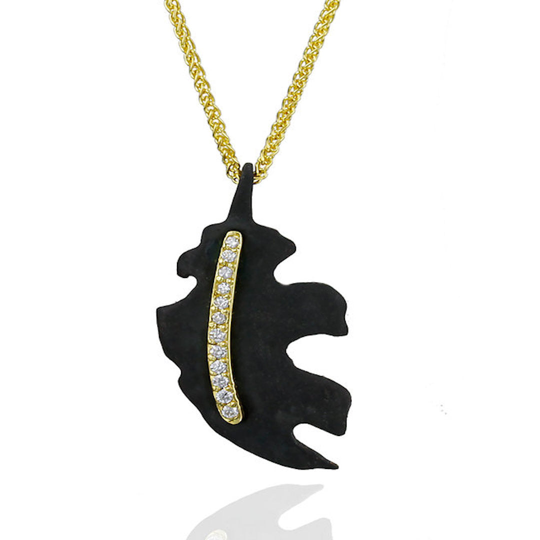 Elegant Oak Leaf Diamond Pendant Necklace - 14K Gold Plated Sterling Silver Jewelry for Women - Perfect Gift for Anniversary, Birthday & Special Occasions