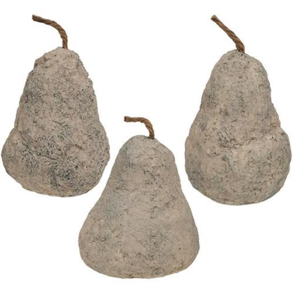 Cement Pear 3 Pack Assorted Colors - Durable Concrete Pears for Home Decor, Table Centerpiece, and Garden Ornament