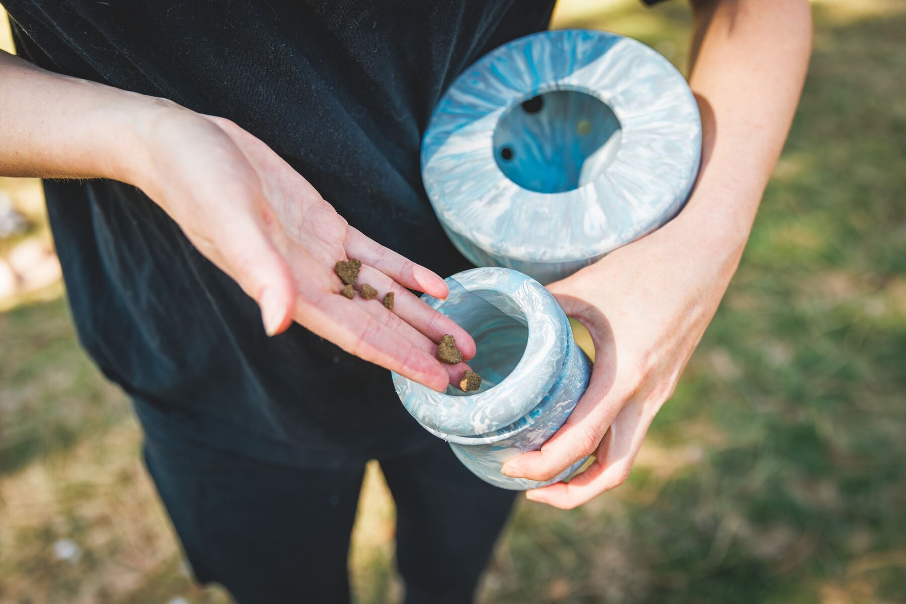 Porcini™ Dog Puzzle Toy with Treat Dispenser - Enriching Blue Prism Chew Toy for Small & Large Dogs | Ruffwear® - Perfect for Indoor Play & Mental Stimulation