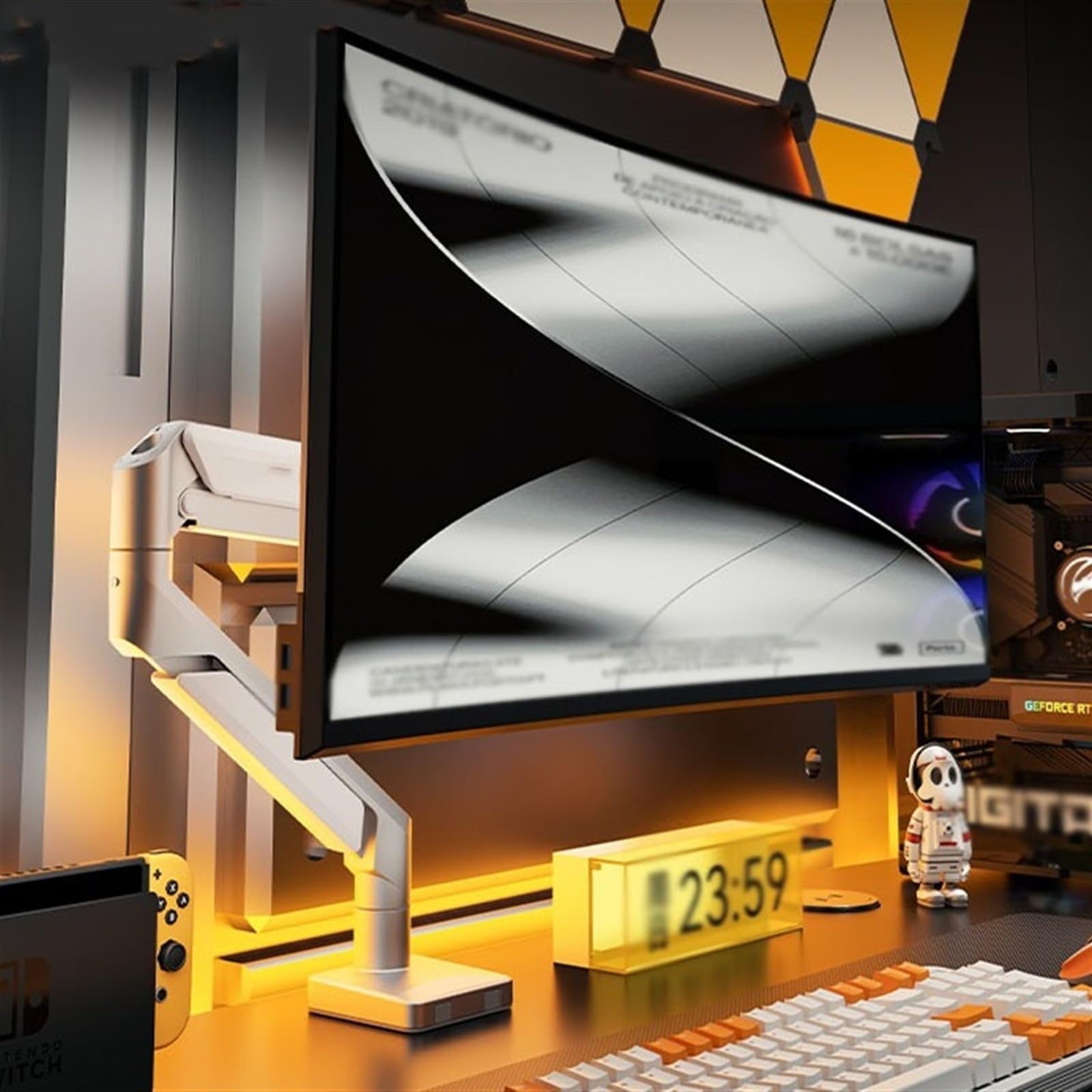 Ergonomic Adjustable Gas Spring Monitor Arm Stand for 17-32 Inch Screens - Single Monitor Desk Mount with USB Ports, C-Clamp & Grommet Base, VESA 75/100mm - Perfect for Home Office, Gaming Setup & Workspace Ergonomics