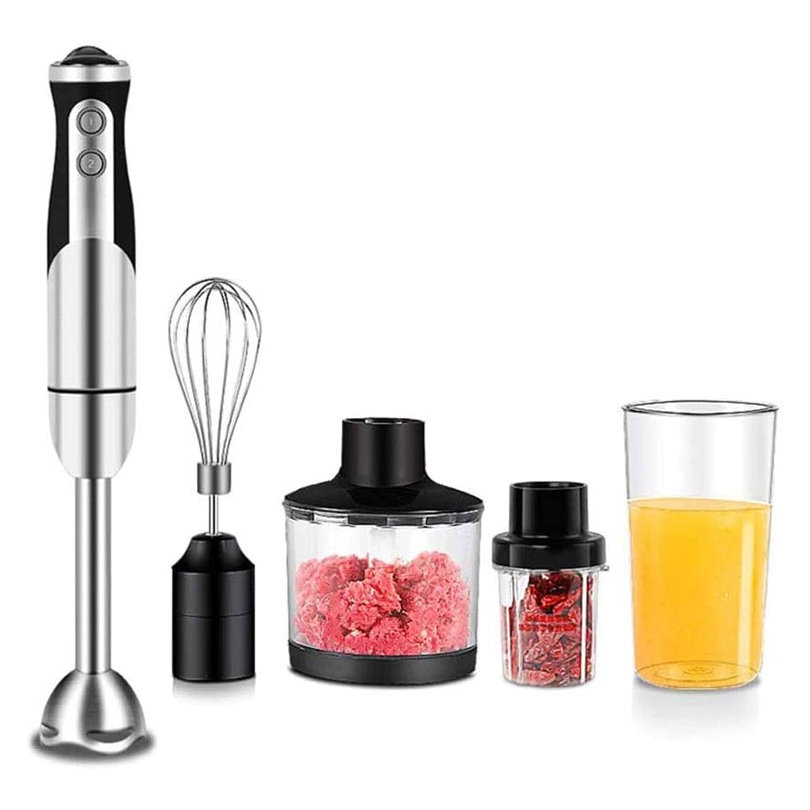 800W 5-in-1 Immersion Hand Blender Set with Chopper, Milk Frother & Egg Whisk - Powerful Electric Stick Blender for Smoothies, Soups, Sauces - Perfect for Kitchen, Baby Food & Meal Prep