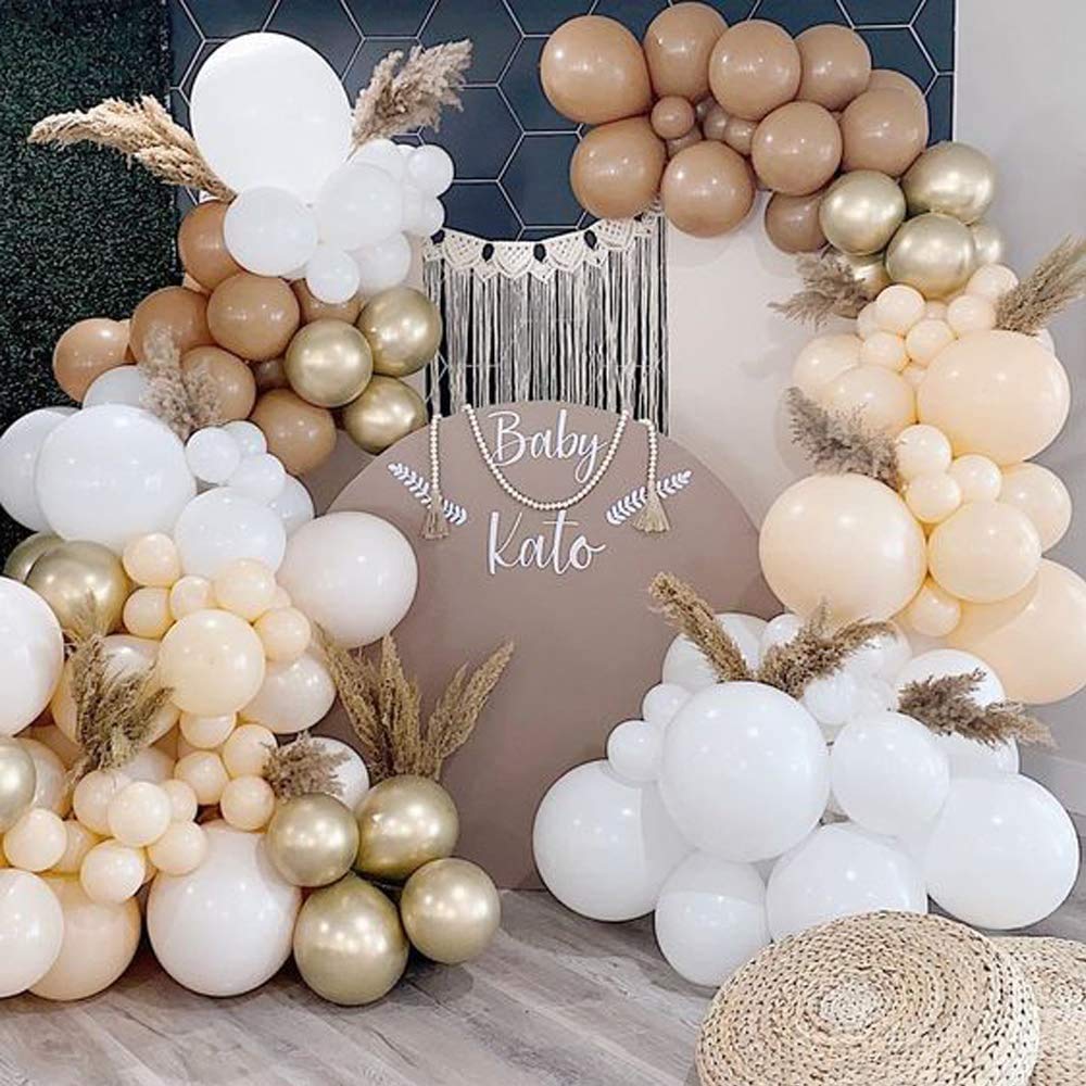 122-Piece DIY Caramel Coffee Blush Balloon Arch Kit - Safari Baby Shower Decor, Bear-Themed Birthday Party Supplies, Wild One 1st Birthday Backdrop - Perfect for Gender Neutral Nursery, Kids Parties & Baby Showers