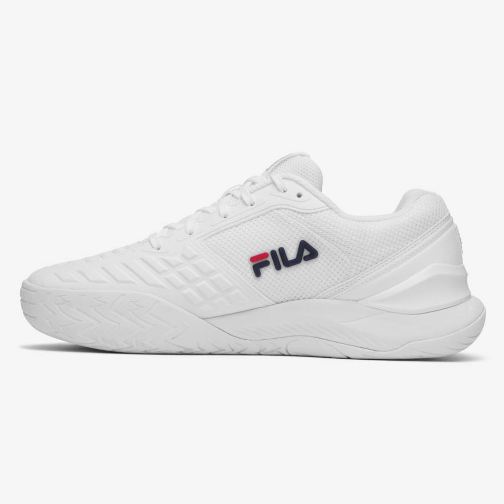 Fila Axilus 3 Men's Tennis Shoes - White & Navy Blue Athletic Sneakers for Court Sports & Casual Wear