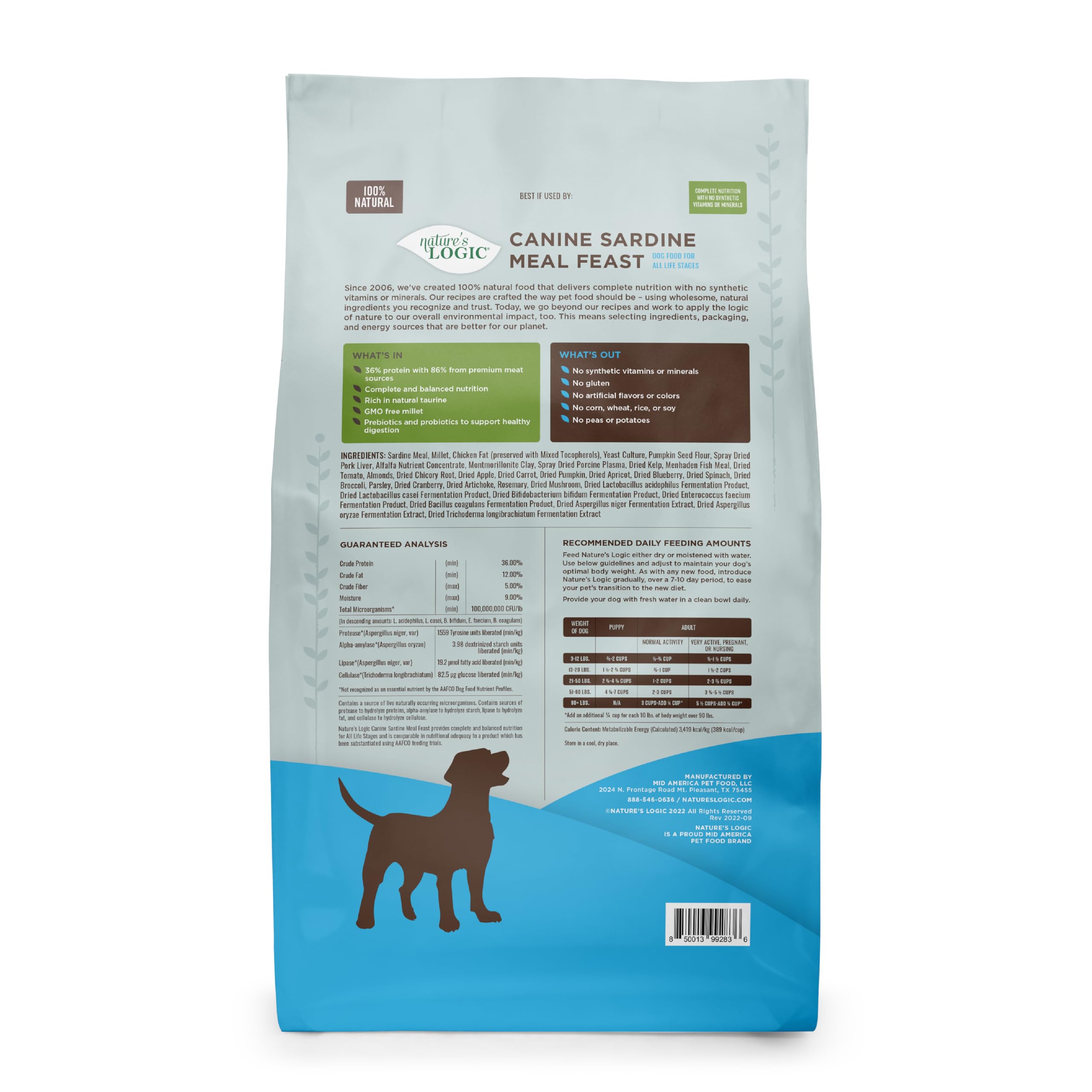 NATURE'S LOGIC Sardine Recipe Natural Dry Dog Food - High Protein Grain-Free Canine Meal for Adult Dogs - Perfect for Daily Nutrition & Digestive Health