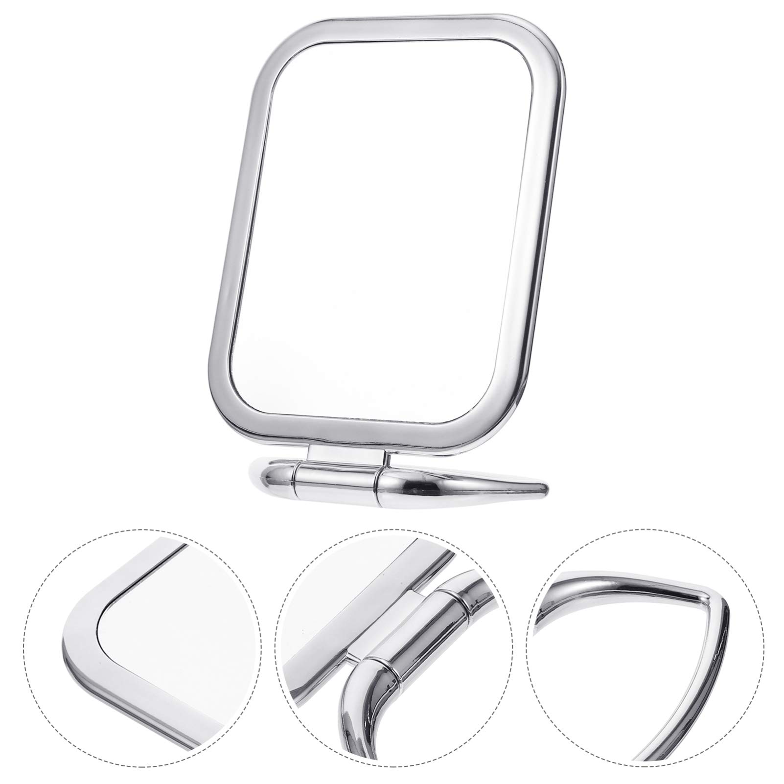 Double Sided LED Makeup Mirror with Lights - 360° Rotating Folding Vanity Mirror for Travel, Bathroom & Home Use - Portable Handheld Rectangular Mirror with Plastic Mini Bath Mat - Perfect for Makeup, Skincare & Hair Styling