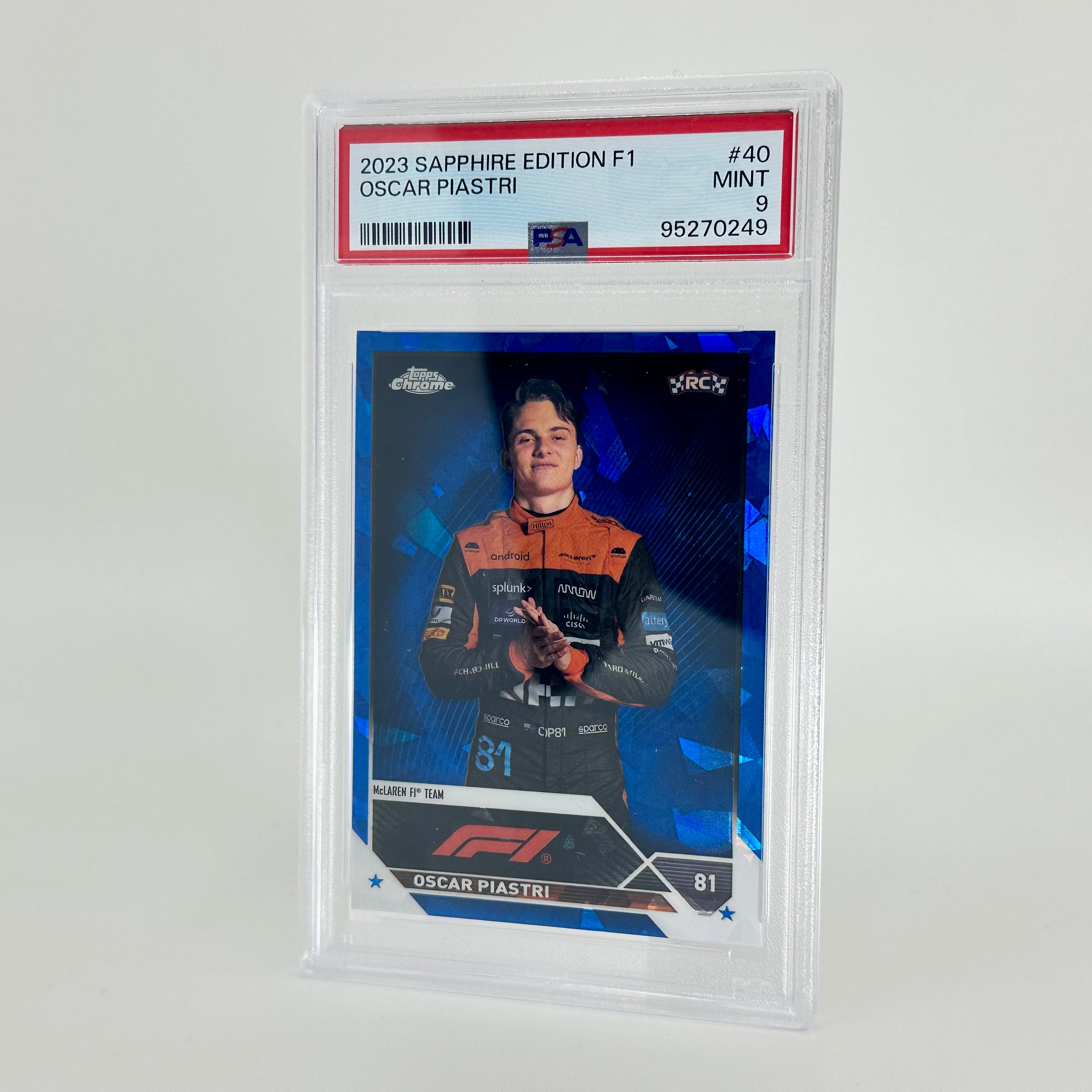 2023 Topps Chrome F1 Oscar Piastri #40 Sapphire Rookie Card PSA 9 - Perfect for F1 Collectors, Racing Fans, and Sports Memorabilia Enthusiasts