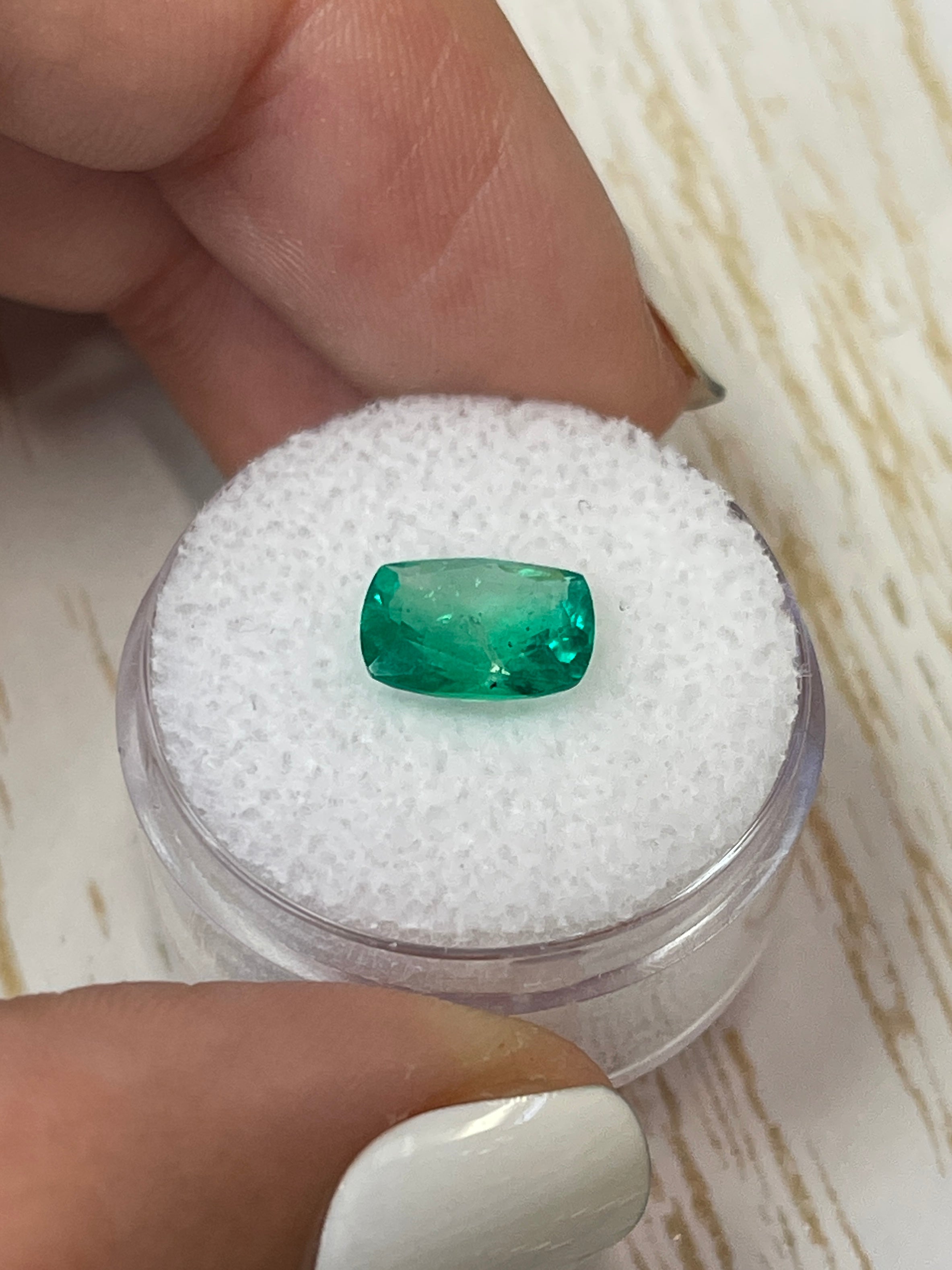 1.85 Carat 10x7mm Vivid Green Natural Colombian Loose Emerald - Elongated Cushion Cut Gemstone for Jewelry Making & Engagement Rings