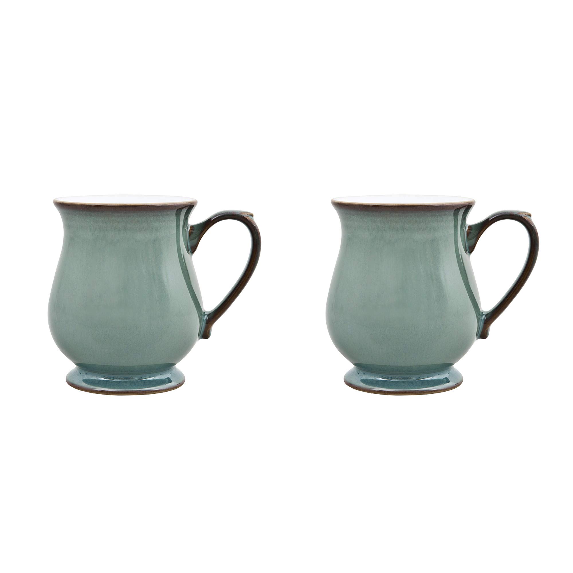 Denby Regency Green 340ml Stoneware Coffee Mug Set of 2 - Microwave & Dishwasher Safe Ceramic Tea Cups - Chip Resistant for Home, Office & Gifts - Perfect for Morning Coffee, Afternoon Tea or Office Breaks