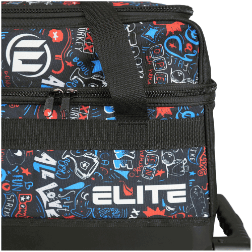 ELITE Double Roller Bowling Bag for Men & Women - Durable Graffiti Design Bowling Tote with Shoulder Strap - Perfect for League Play, Tournaments & Casual Bowling Nights
