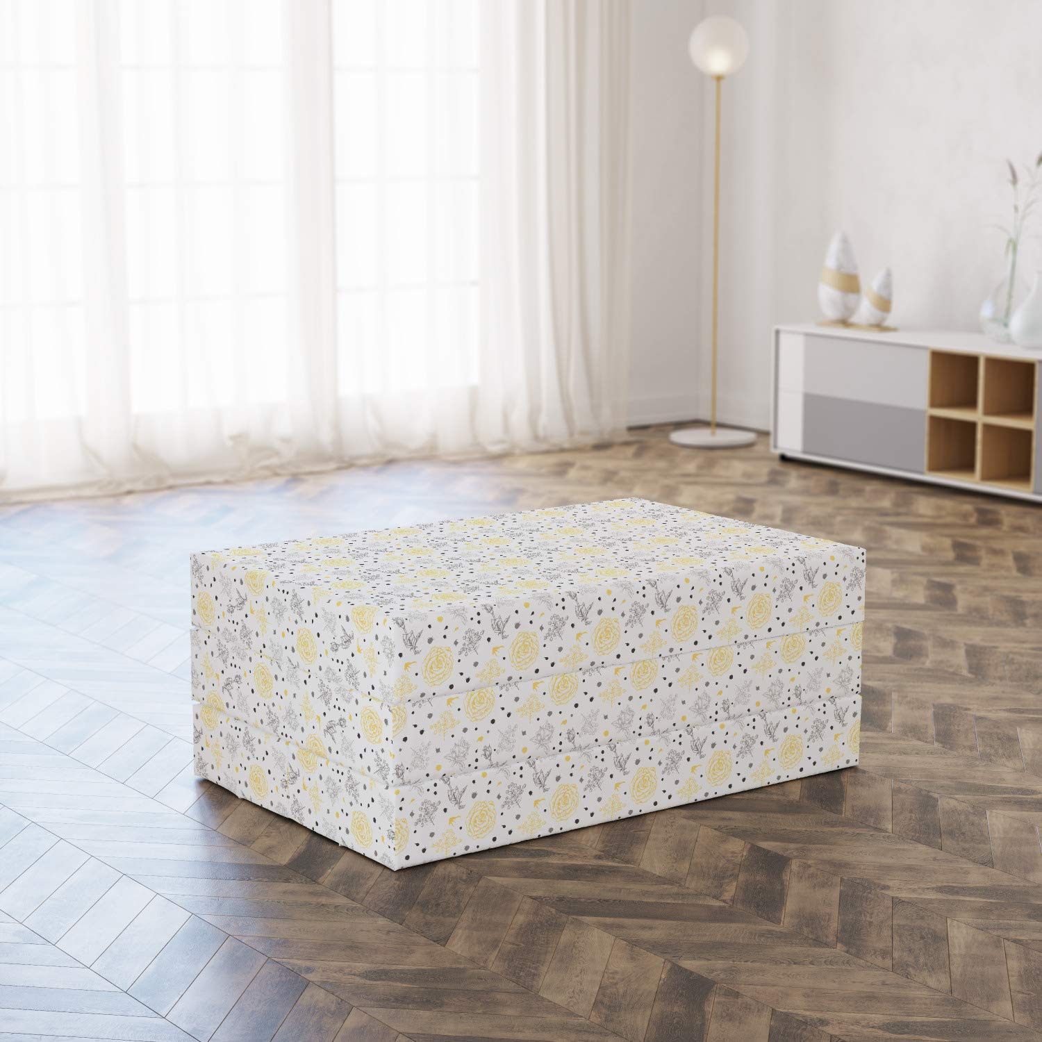 Ambesonne Grunge Foldable Mattress - Floral Roses Design, 74.8