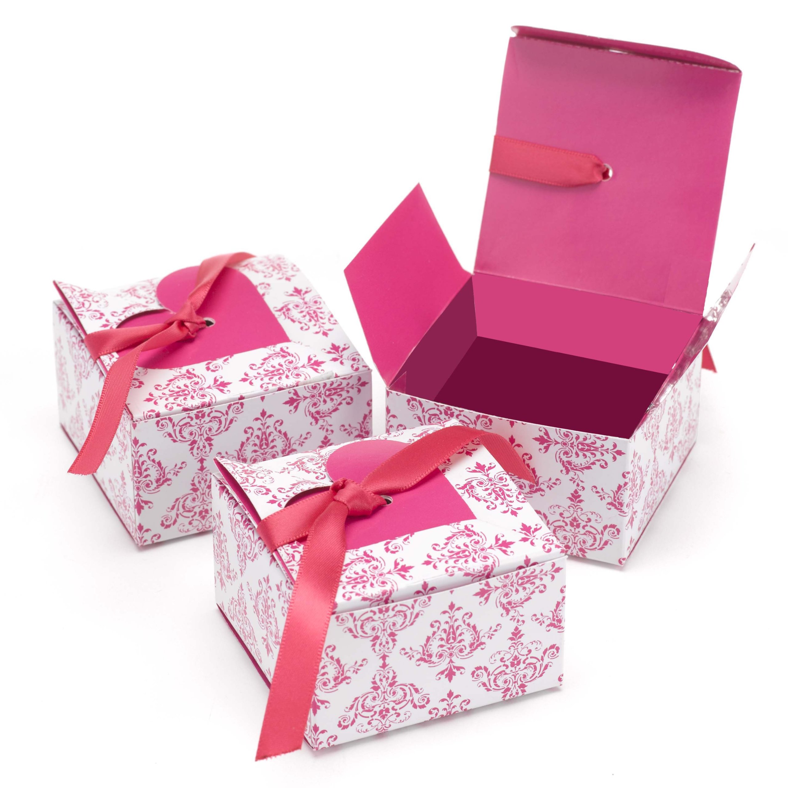 25pcs Fuchsia Heart Flap Favor Boxes - Elegant Wedding Party Favors, Bridal Shower Decorations & Anniversary Gifts for Guests - Perfect for Romantic Celebrations