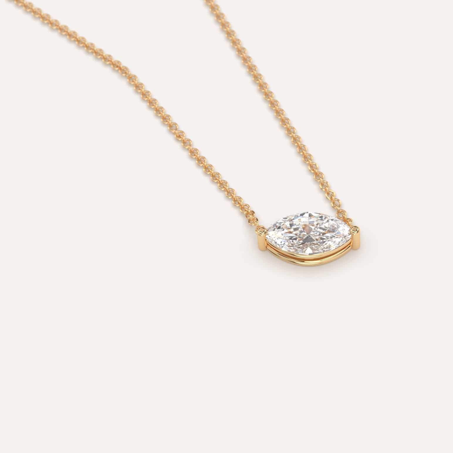1/2 Carat Marquise Floating Diamond Necklace - 14K Gold Solitaire Pendant for Women - Perfect for Weddings, Anniversaries & Special Occasions