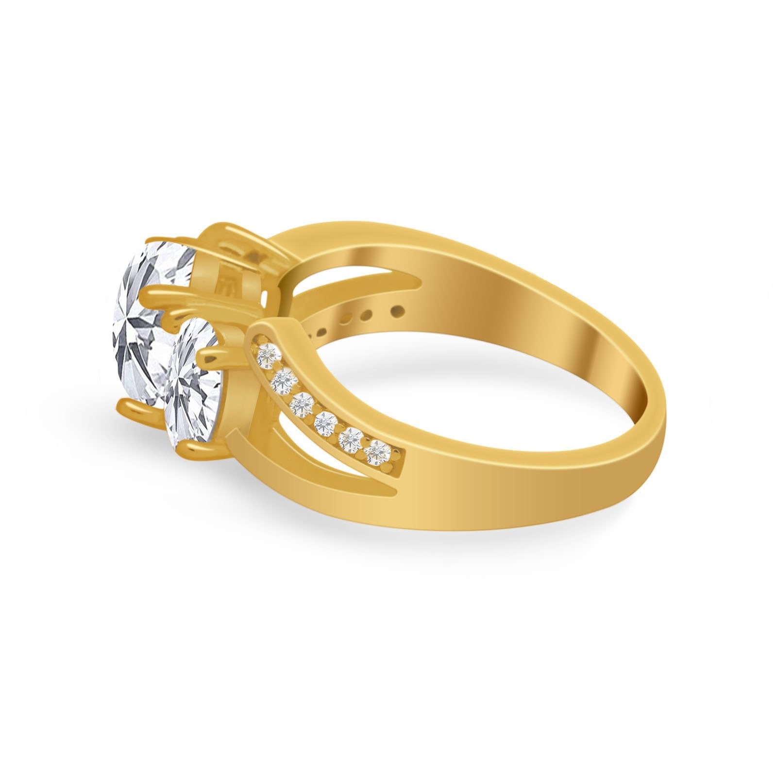 3 Stone Oval Wedding Ring - 925 Sterling Silver Simulated Cubic Zirconia Bridal Set for Engagement, Anniversary & Special Occasions