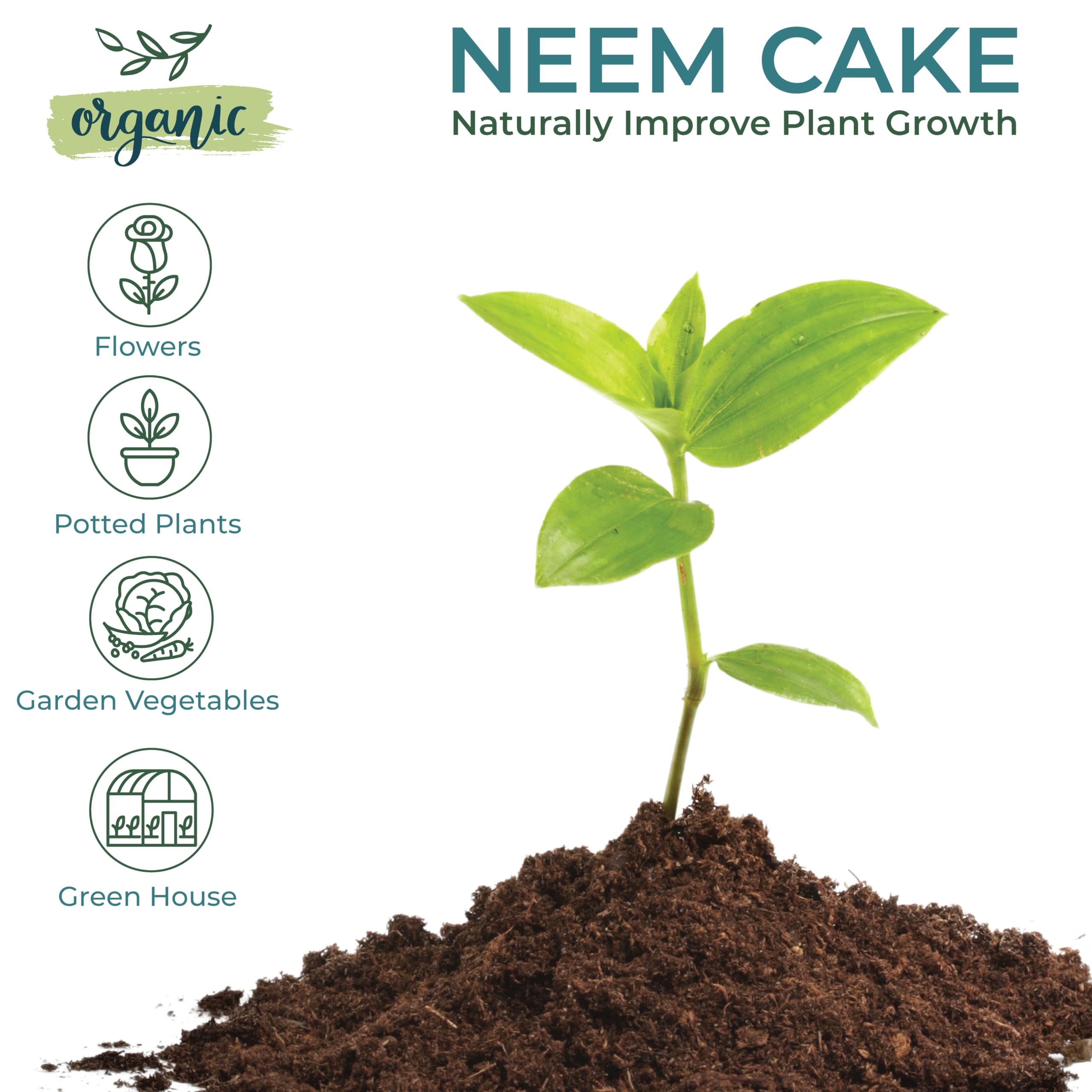 Organic Neem Cake Fertilizer 5 lb - Natural Plant Food for Vegetables, Flowers & Lawns - Ideal for Organic Gardening, Pest Control & Soil Enrichment