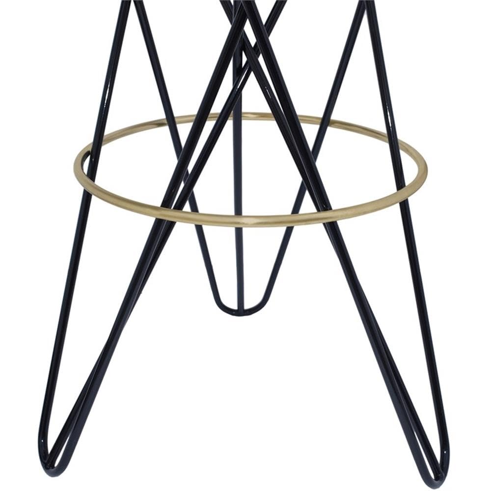 Modern Iron Bar Stool with Brushed Gold Finish & Black Powder Coating - Meridian Furniture 946Black Mercury Collection | Perfect for Kitchen Islands, Breakfast Bars & Contemporary Home Decor