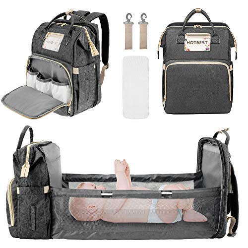 3 in 1 Diaper Bag Backpack with Foldable Changing Pad - Large Capacity Waterproof Baby Essentials Organizer with Stroller Hook | Portable Travel Bag for Newborns | Perfect for Parents, Daycare & On-the-Go Family Outings