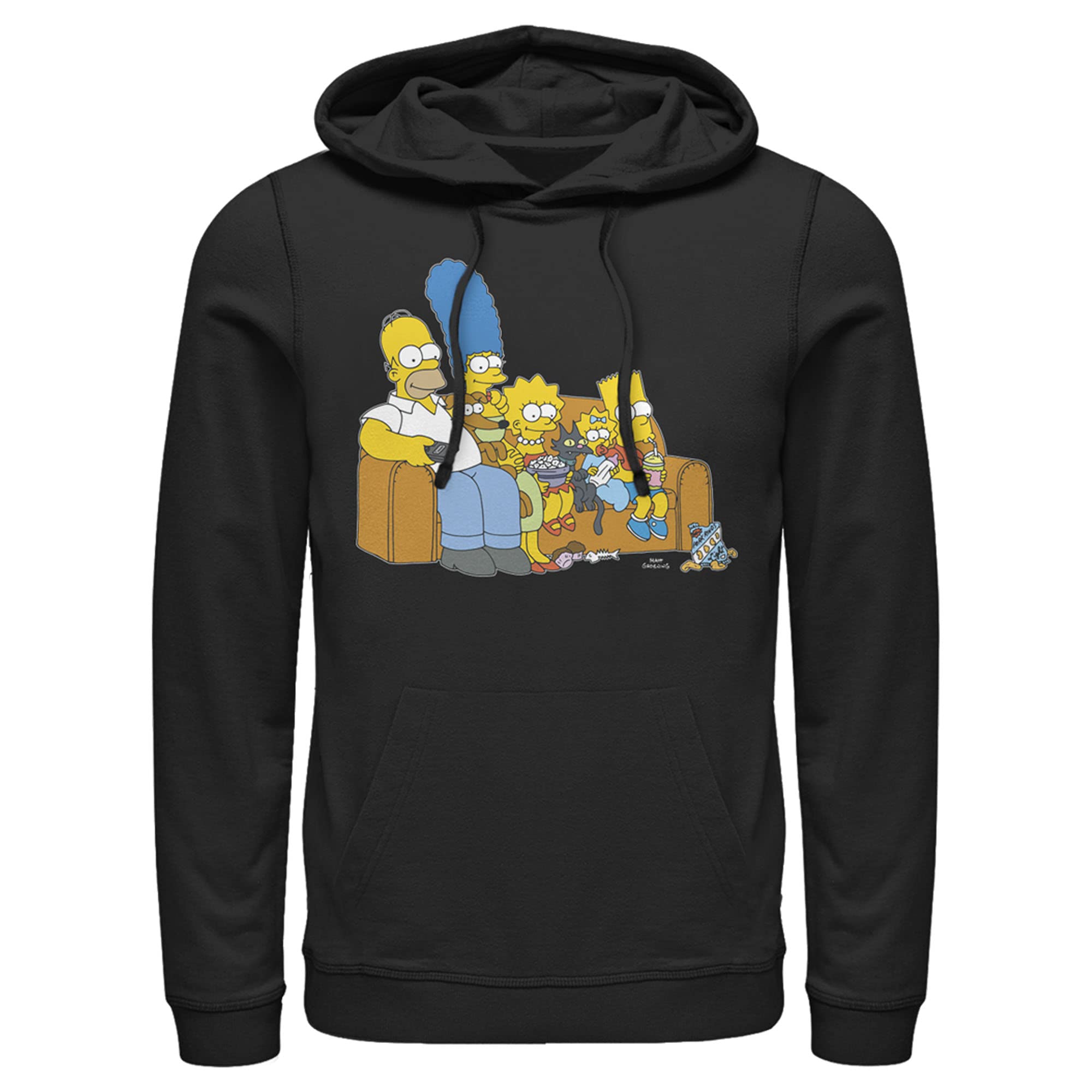 The Simpsons Classic Family Couch Men's Pullover Hoodie | Soft Cotton Sweatshirt | TV Show Merchandise | Perfect for Casual Wear, Lounge Days & Fan Gifts