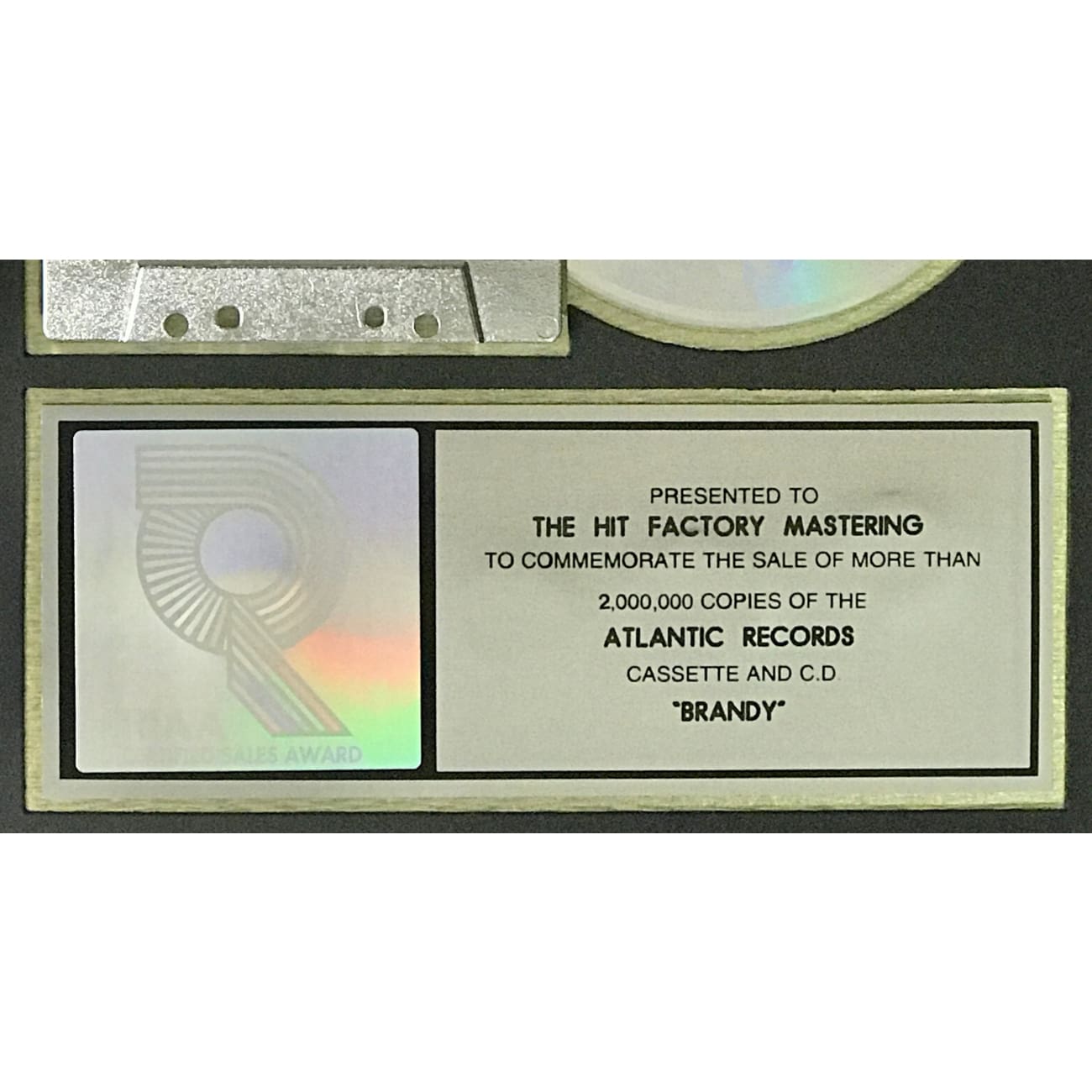 Brandy Debut RIAA 2x Multi Platinum Album Award - Certified Music Collectible for Display & Memorabilia - Perfect for Music Fans, Award Shows & Home Decor