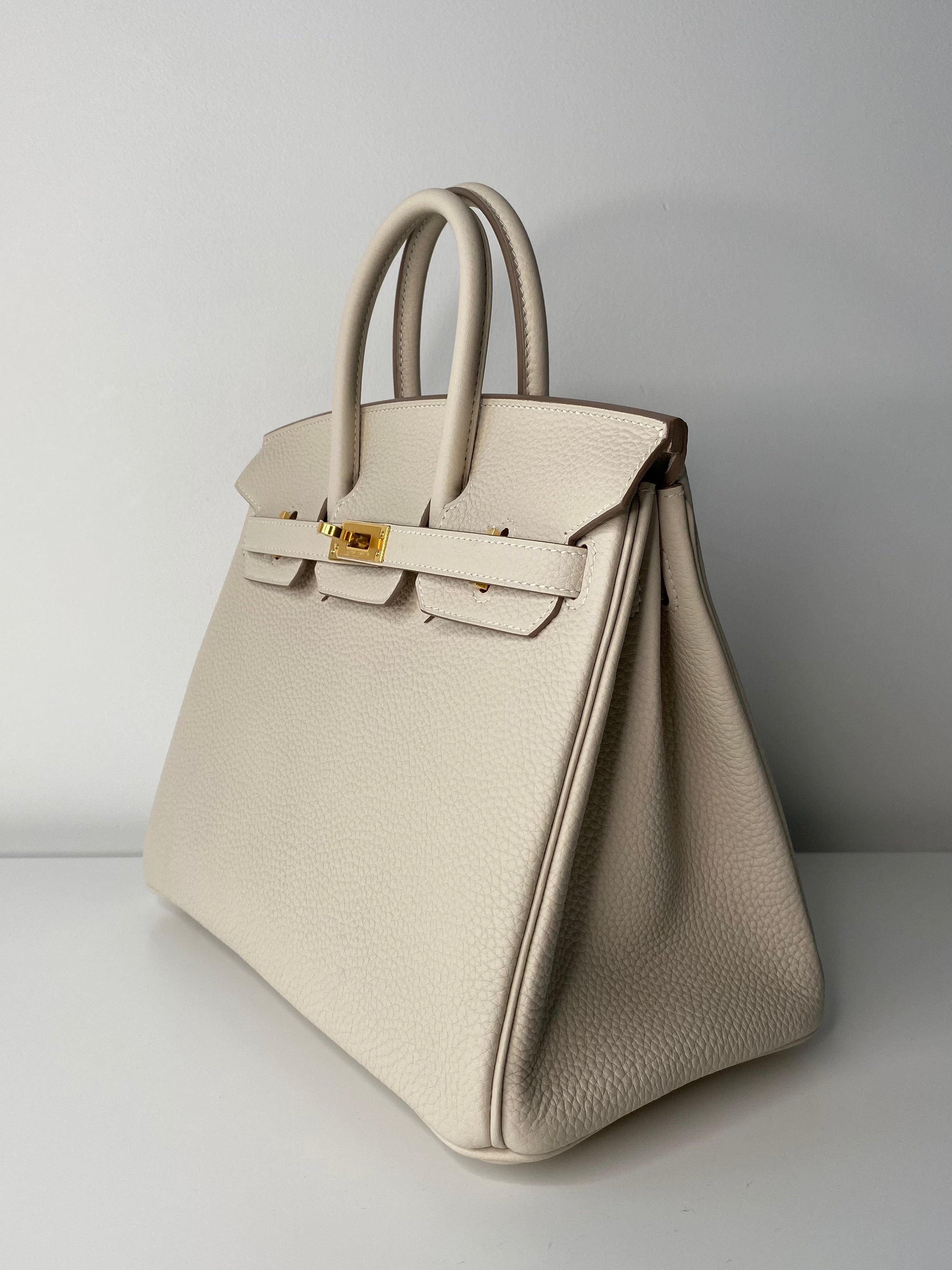 Authentic Hermes Birkin 25 Handbag in Craie Togo Leather with Gold Hardware - Luxury Everyday Carry & Special Occasion Purse