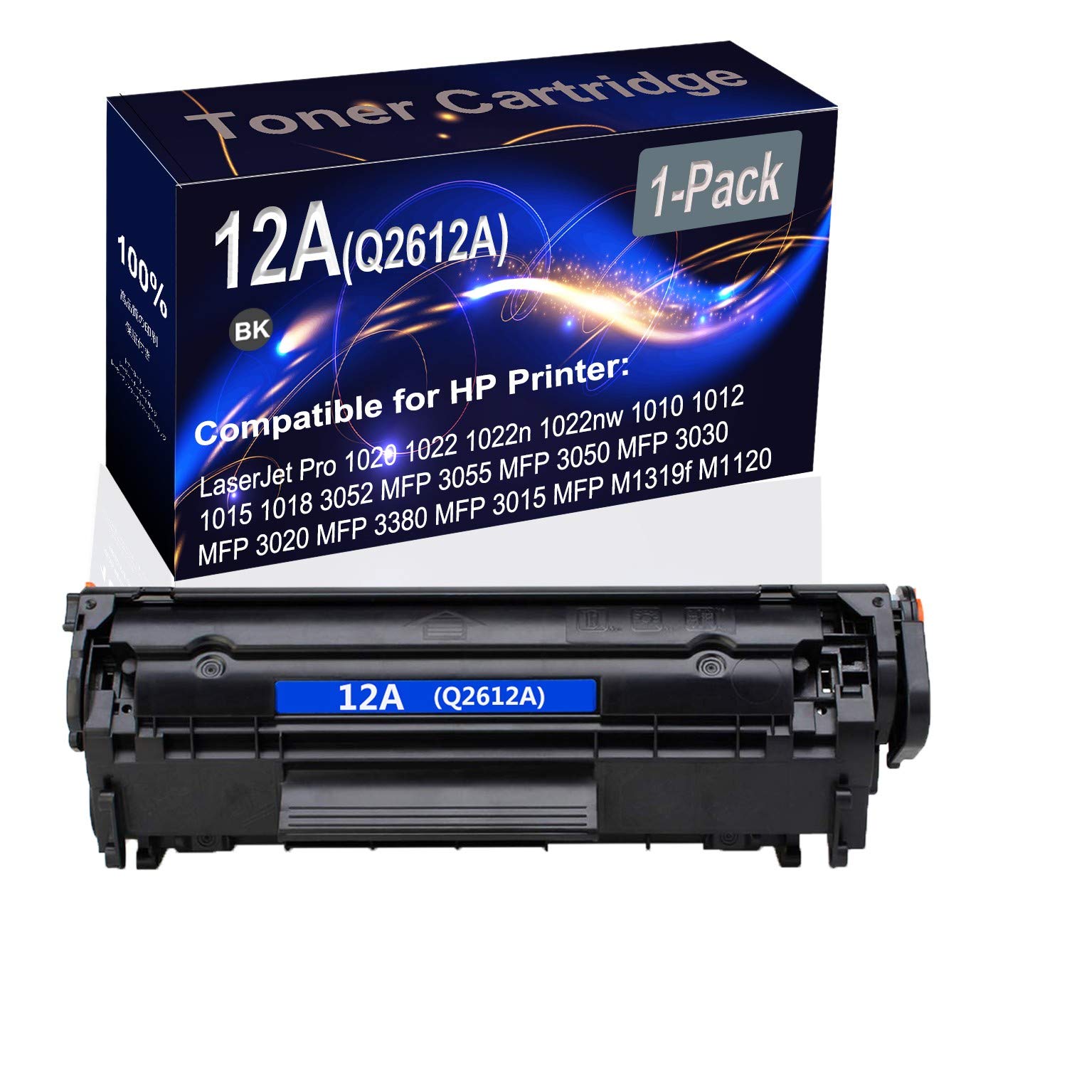 High Yield 12A (Q2612A) Compatible Black Printer Cartridge - 1-Pack for HP 1020 1022 1022n 1022nw 1010 1012 1015 1018 3052 Printers | Perfect for Home Office & Small Business Printing Needs