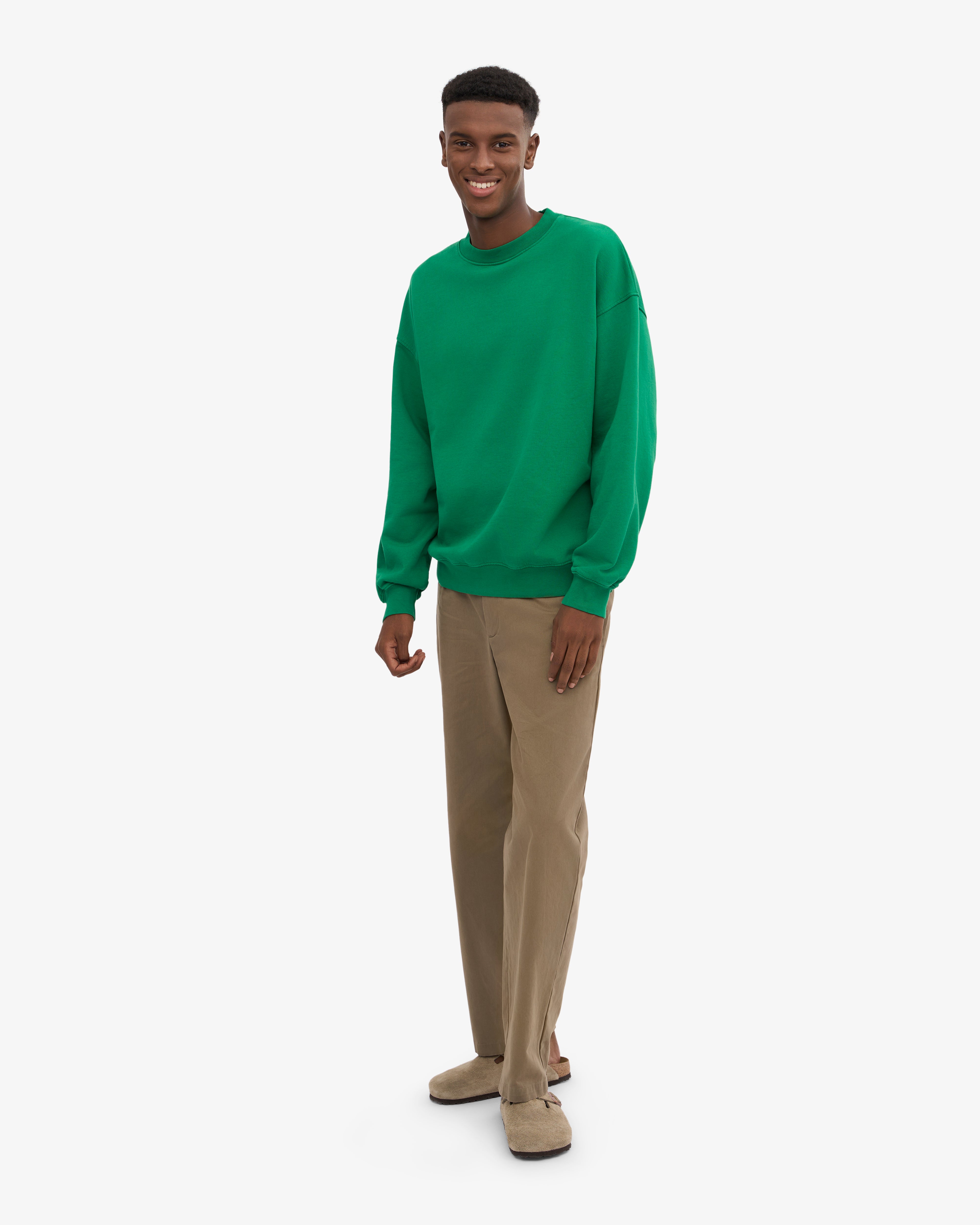 Organic Oversized Crewneck Sweatshirt - Kelly Green | Soft & Comfortable Unisex Pullover for Casual Wear & Loungewear