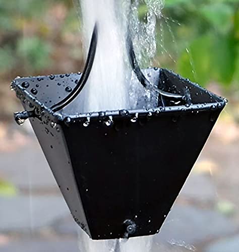 KAM HOME Medium Square Cups Rain Chain - Black, 8.5 Inch - Decorative Garden Water Feature for Downspout Drainage & Outdoor Decor