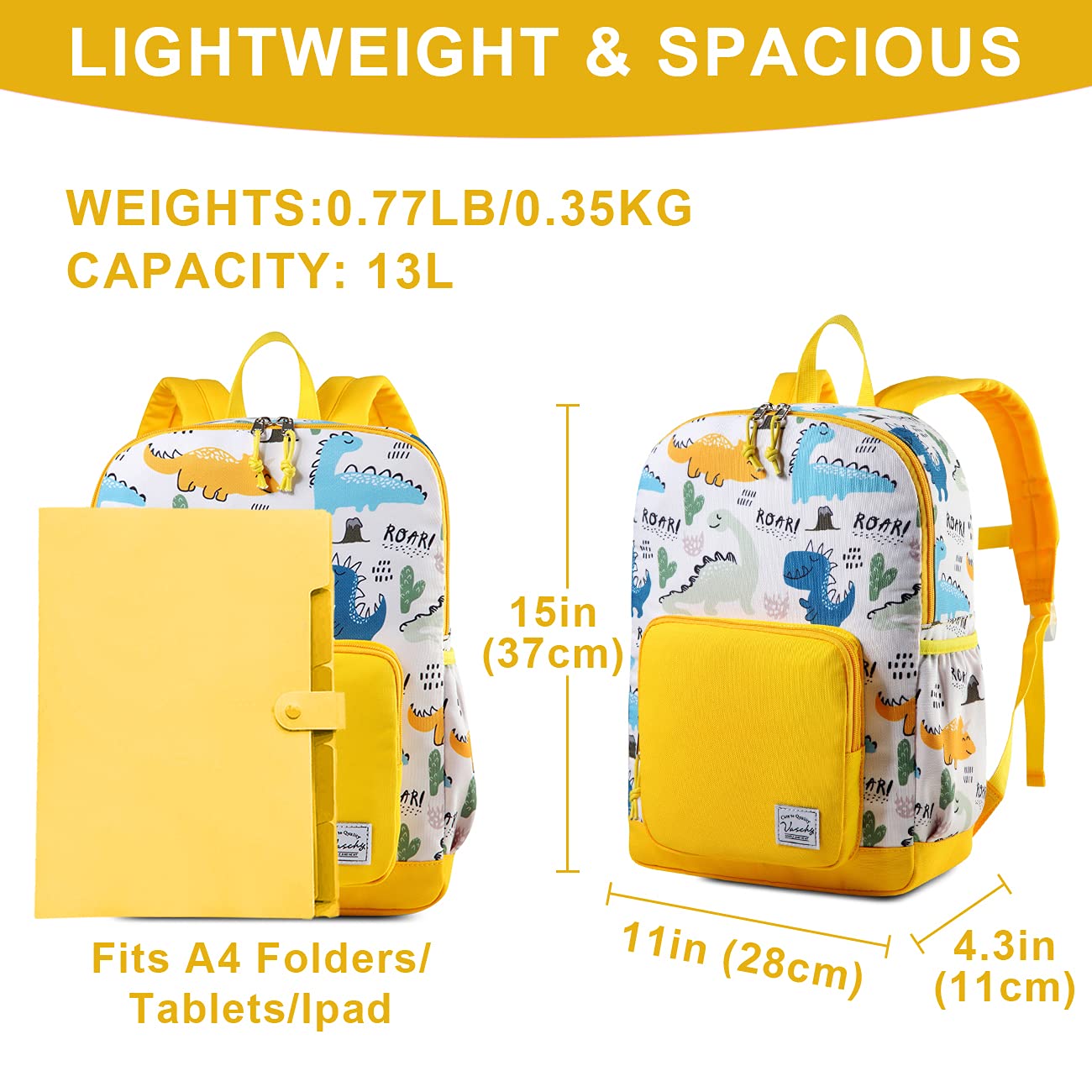 VASCHY Kids Backpack - Lightweight Waterproof School Backpack for Boys & Girls with Adjustable Chest Strap | Perfect for Preschool, Daycare, Travel & Outdoor Adventures