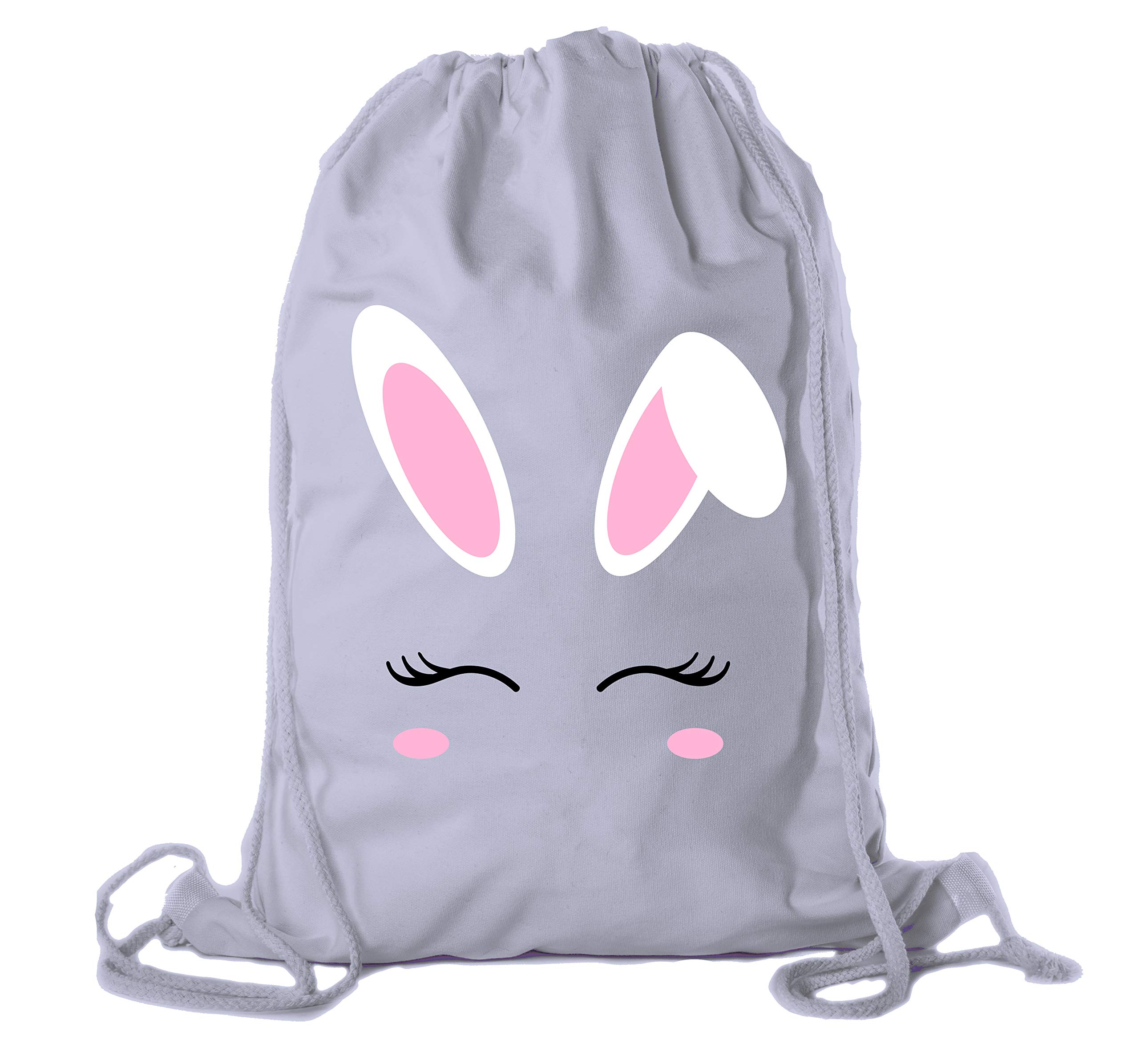 Easter Basket Backpack - Bulk Cotton Drawstring Cinch Bags for Easter Bunny Gifts with Cute Bunny Face Design | Perfect for Easter Egg Hunts, Party Favors & Holiday Gift Giving