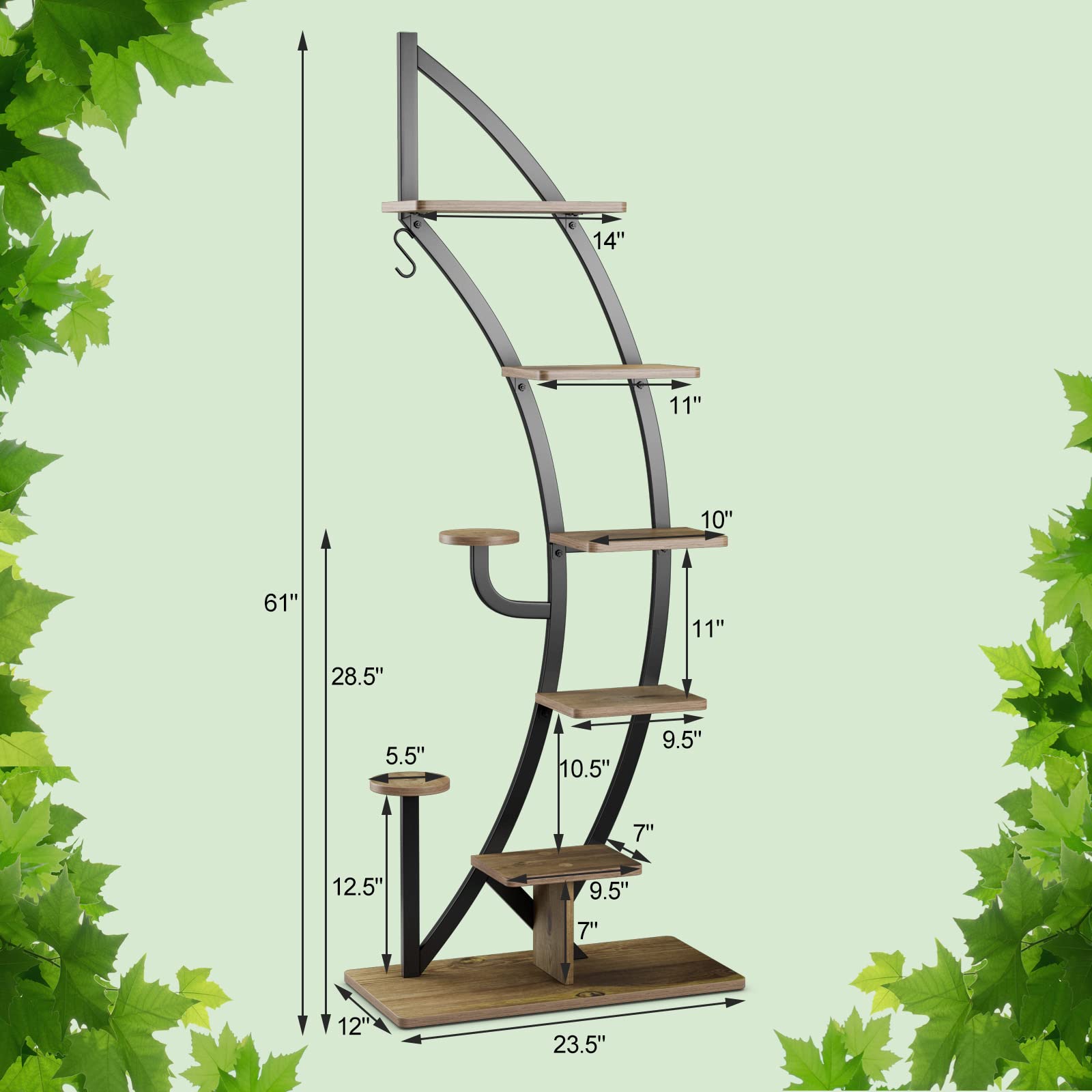 Giantex 6-Tier Half Moon Metal Plant Stand Indoor, 61