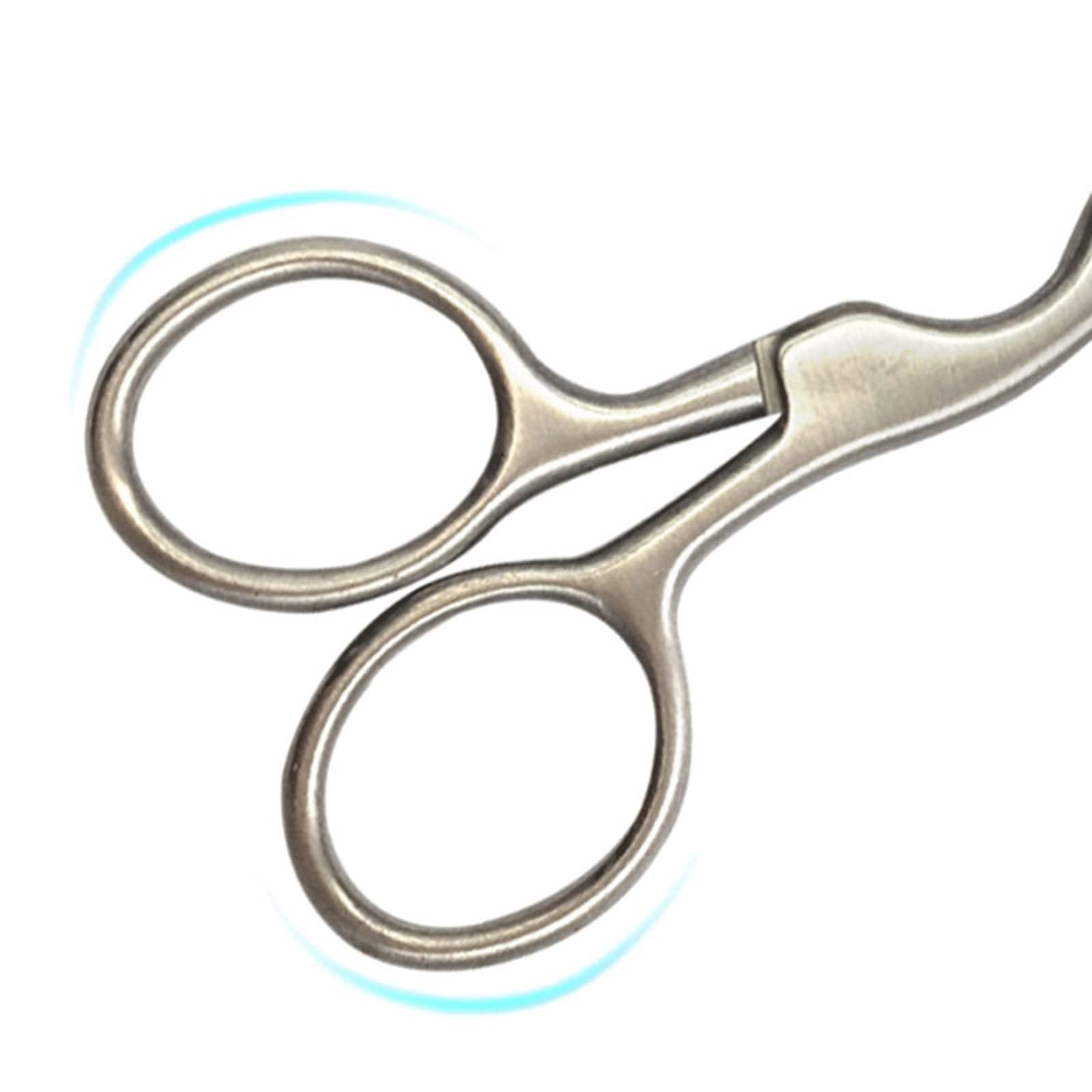 Stainless Steel Nose Hair Trimmer - Mini Portable Curved Design for Mustache, Nose & Ear Hair - Painless Hair Remover Scissors - Perfect for Travel, Grooming & Personal Care