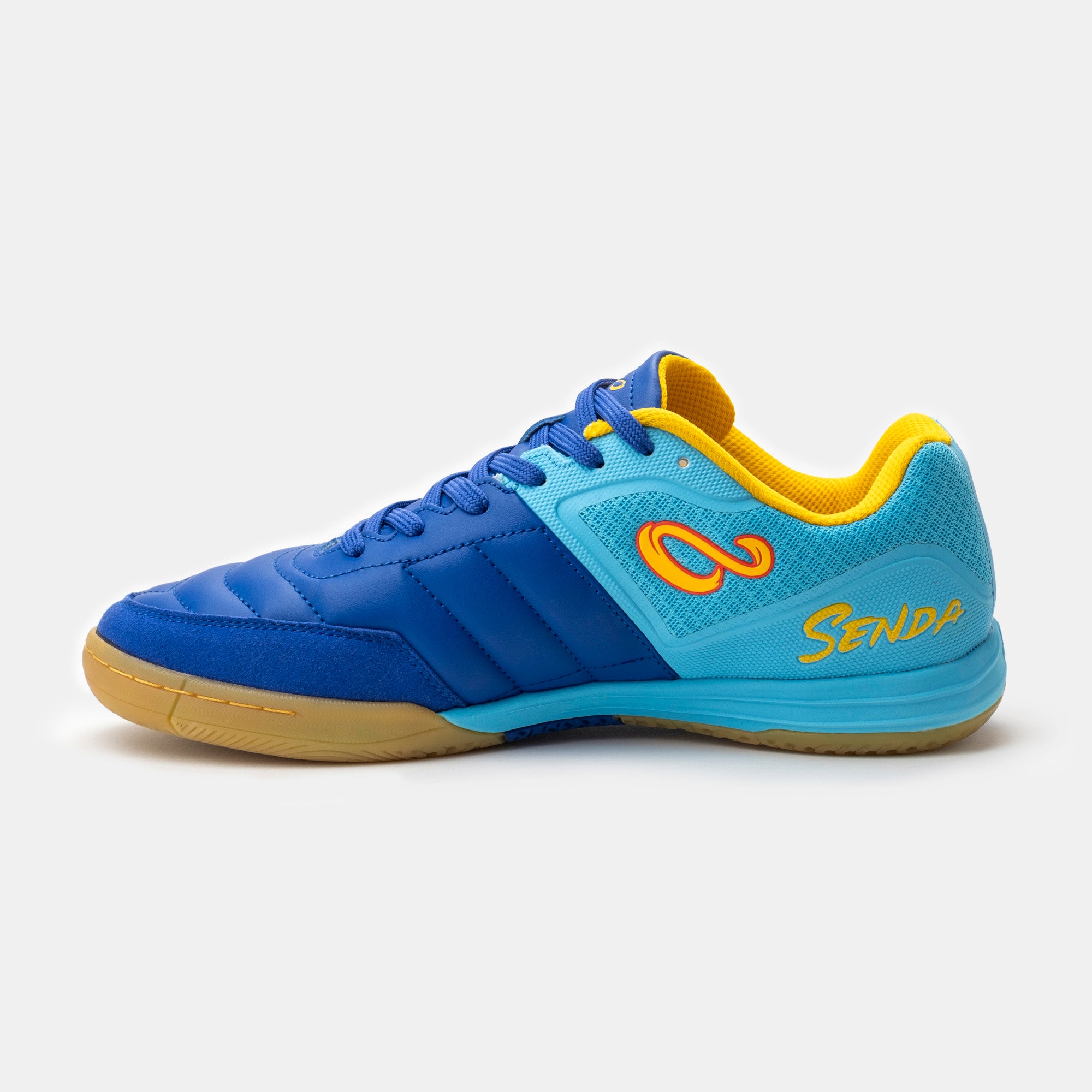 Senda Athletics USHUAIA Club 2.0 Futsal Soccer Shoes for Men & Women - Lightweight Indoor Football Cleats with Non-Marking Sole in Blue/Yellow - Perfect for Futsal, Indoor Soccer, and Court Sports
