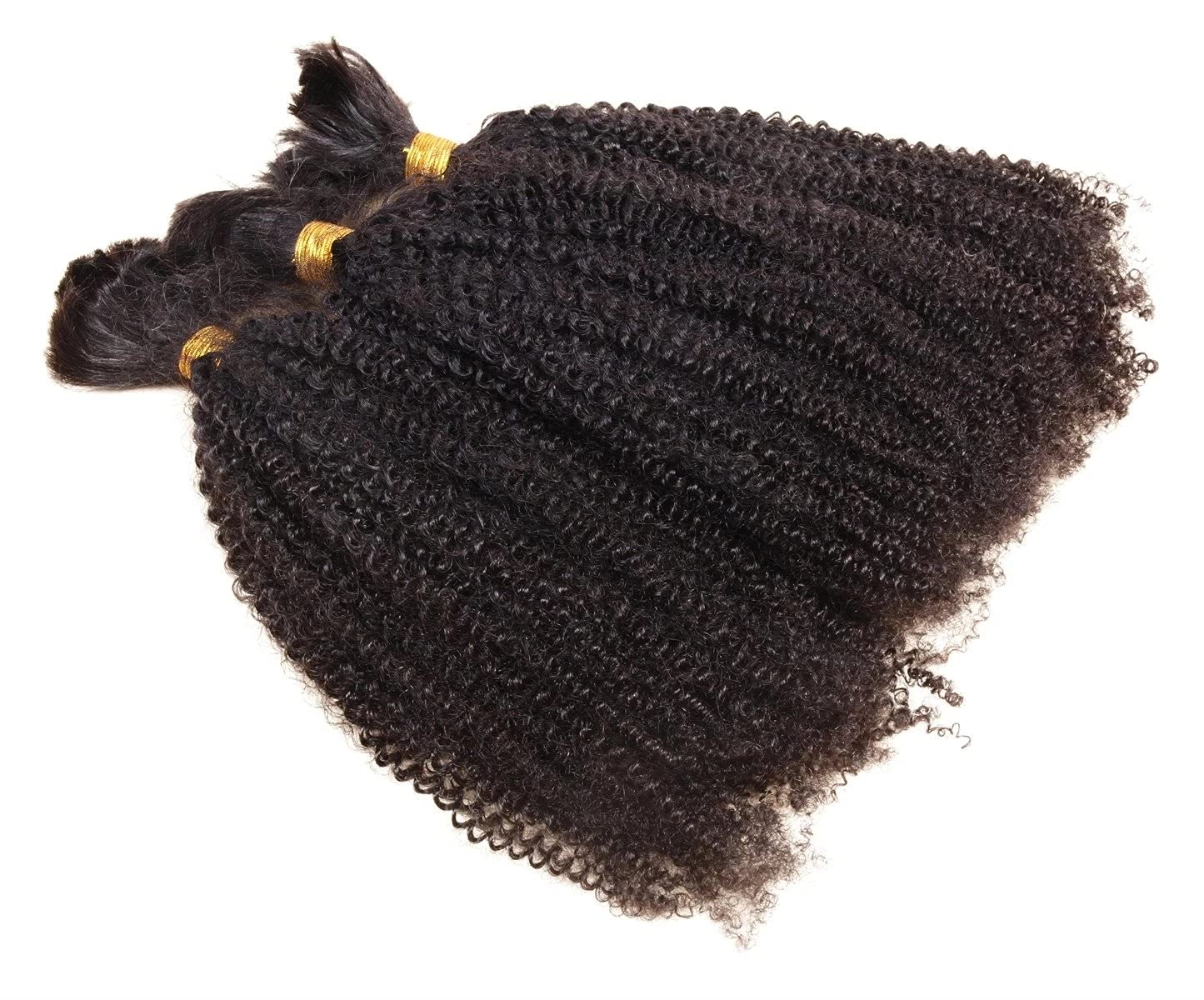 Mongolian Afro Kinky Curly Human Hair Bulk 100g (28inch) - No Weft Kinky Curly Human Hair Bundles Extensions for Black Women - Perfect for Braiding, Weaving, and Protective Hairstyles