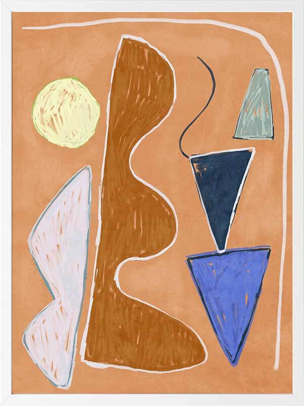 Desert Geo II Framed Wall Art Print - Modern Abstract Landscape Painting for Living Room, Bedroom & Office Decor