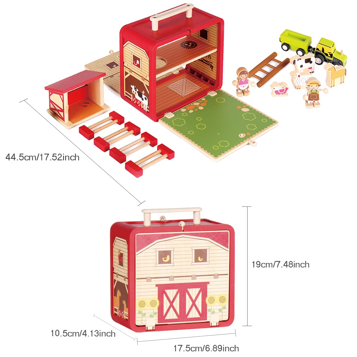 Best Wooden Construction Set - Animal Farm Toys with Figurines & Storage Box for Kids Ages 3+ | Educational STEM Learning Toy for Preschoolers | Perfect for Pretend Play, Farm-Themed Parties & Early Childhood Development
