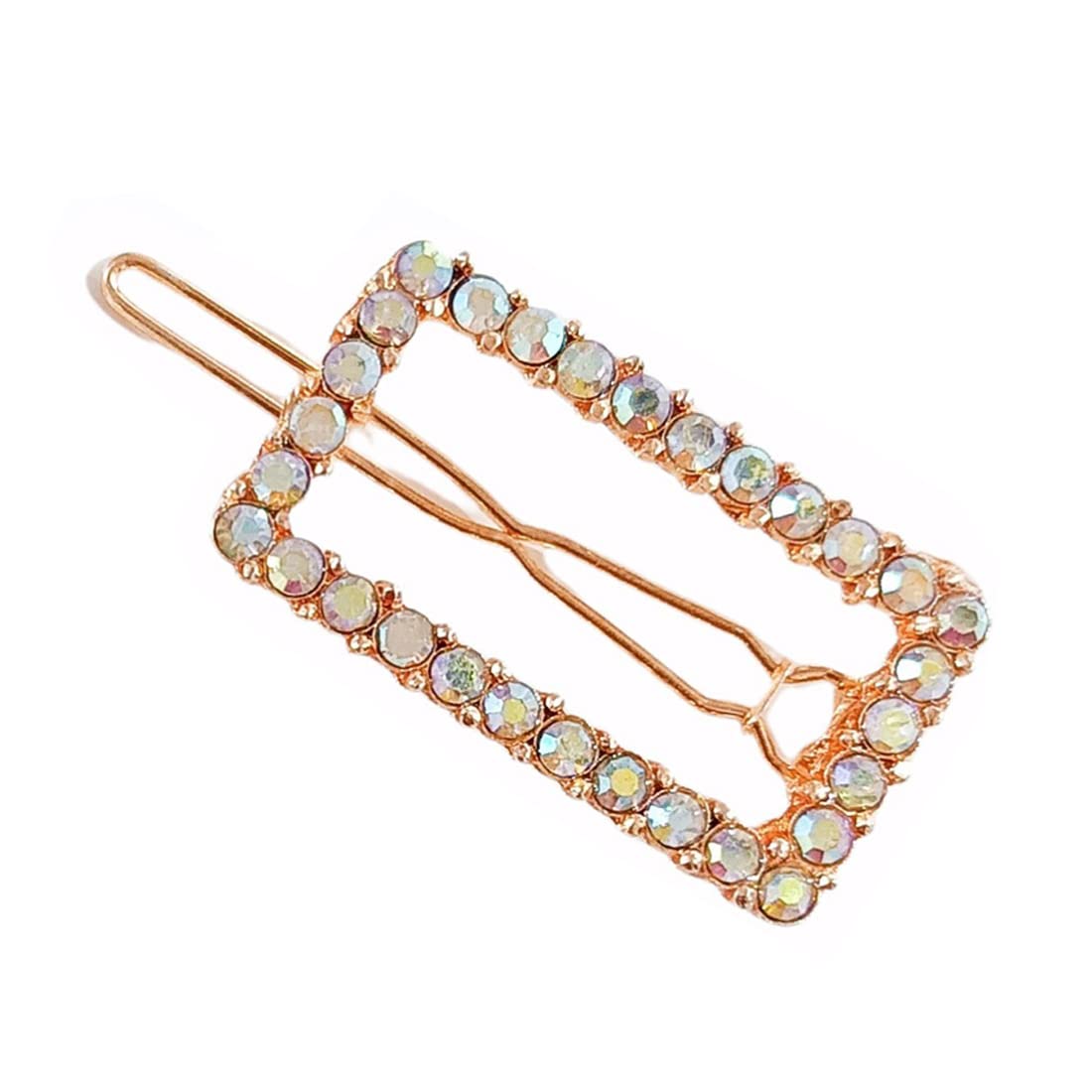Korean Fashion Rhinestone Crystal Hair Clips for Women & Girls - Rectangle Snap Barrettes, Handmade Diamond Hairpins - Elegant Headwear Accessories for Party, Wedding & Everyday Styling (3 Pcs)