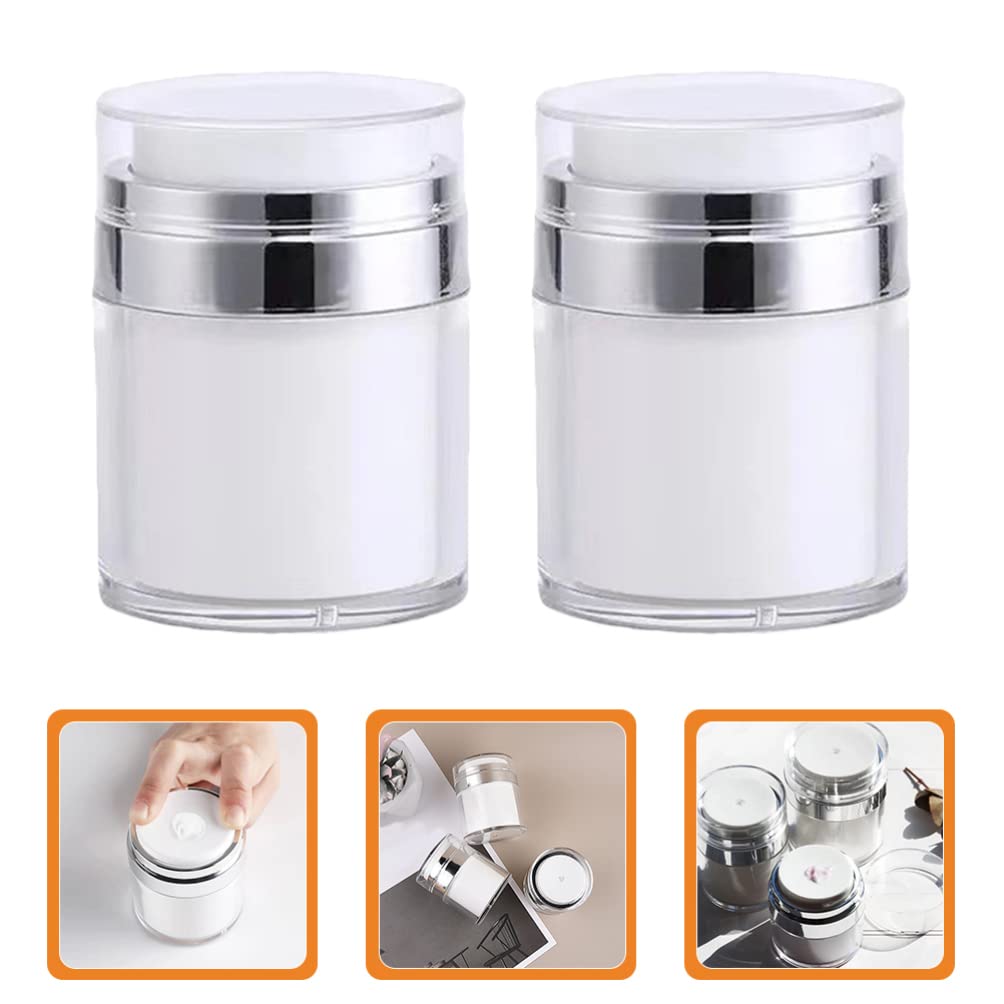 FRCOLOR 10-Pack 50ML Airless Pump Bottles - Refillable Travel-Sized Cosmetic Containers for Lotion, Cream, Foundation & Makeup | Leak-Proof Vacuum Press Design | Perfect for Travel, Gym, Daily Skincare & Makeup Organization
