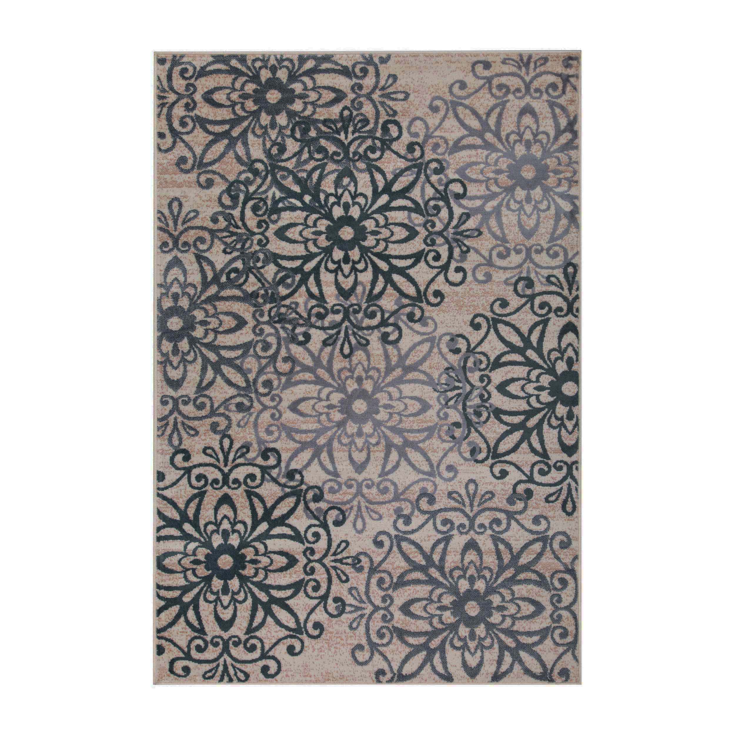 Leigh Traditional Floral Scroll Indoor Area Rugs & Runner Rugs - Non-Slip Soft Living Room Bedroom Decor Carpet