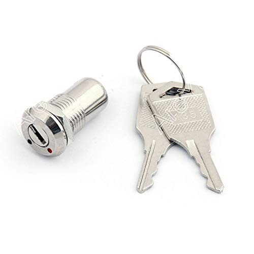 D135 12mm Micro Barrel Electronic Key Lock Switch - On/Off 2 Position with Keys | Secure Cabinet, Control Panel & Electrical Equipment
