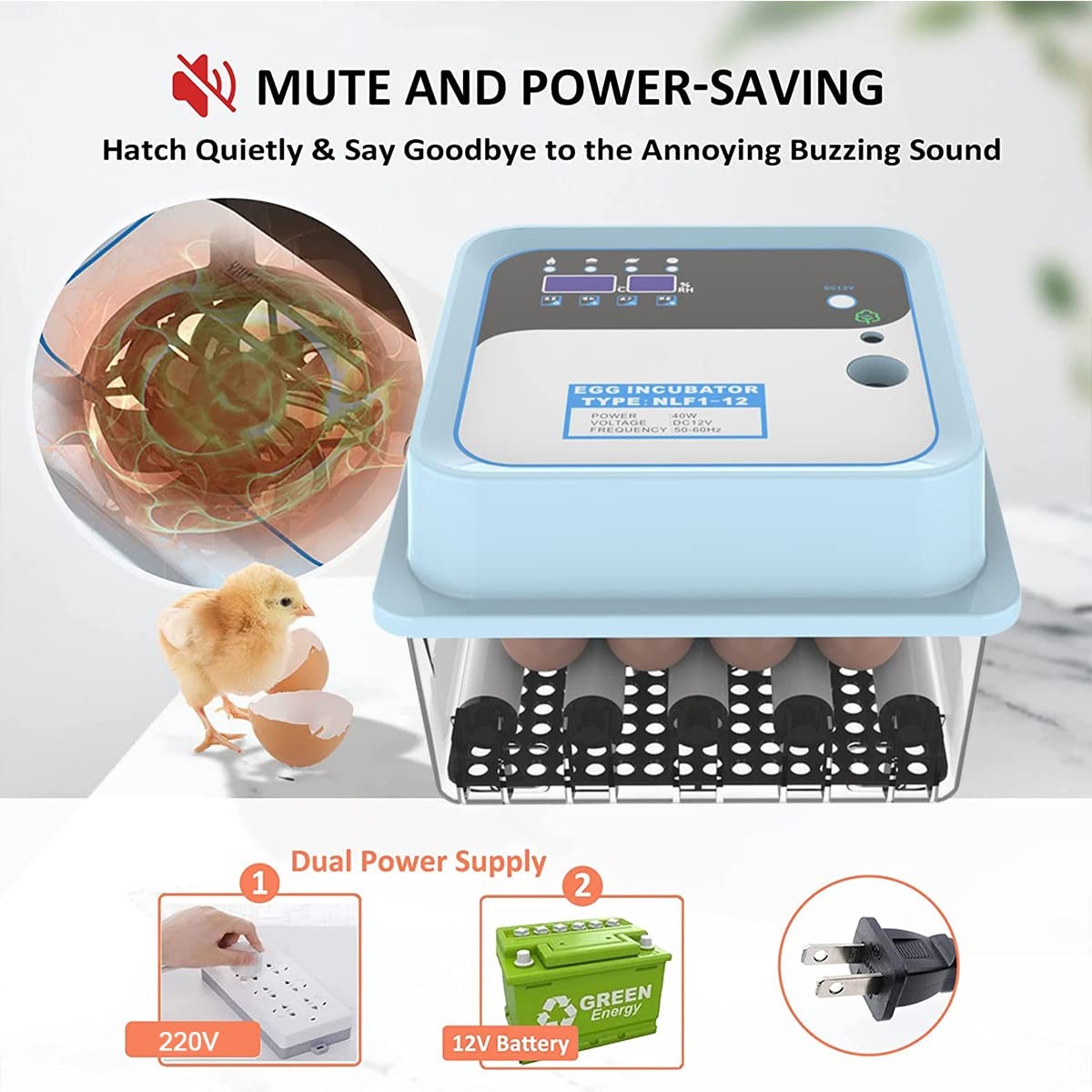 Digital Mini Automatic Egg Incubator for 6 Eggs - Temperature Control & Auto Egg Turner for Hatching Chicken, Turkey, Goose, Quail - Perfect for Home Poultry Farming & Backyard Hatching Projects