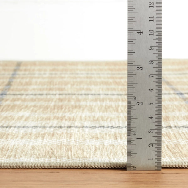 Hallie Plaid Khaki Area Rug - Soft & Durable Machine Washable Living Room Rug for Home Decor, Bedroom, Office & High Traffic Areas
